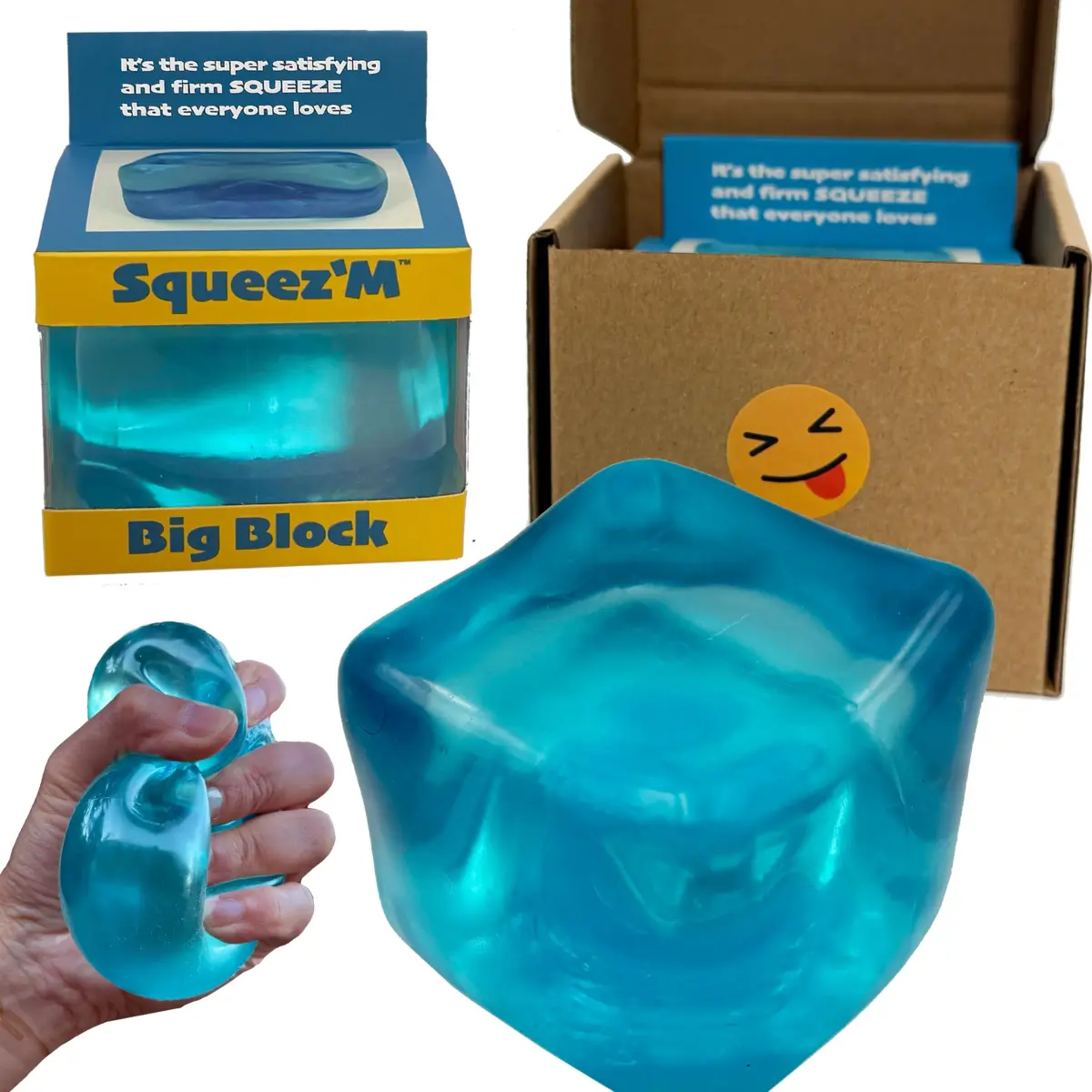 Squeez'M Big Block Premium Stress Cube | ASTM Certified Non-Toxic Slow-Rise Sensory Toy (2.5 x 2.25 x 2.5 inches) - main product image
