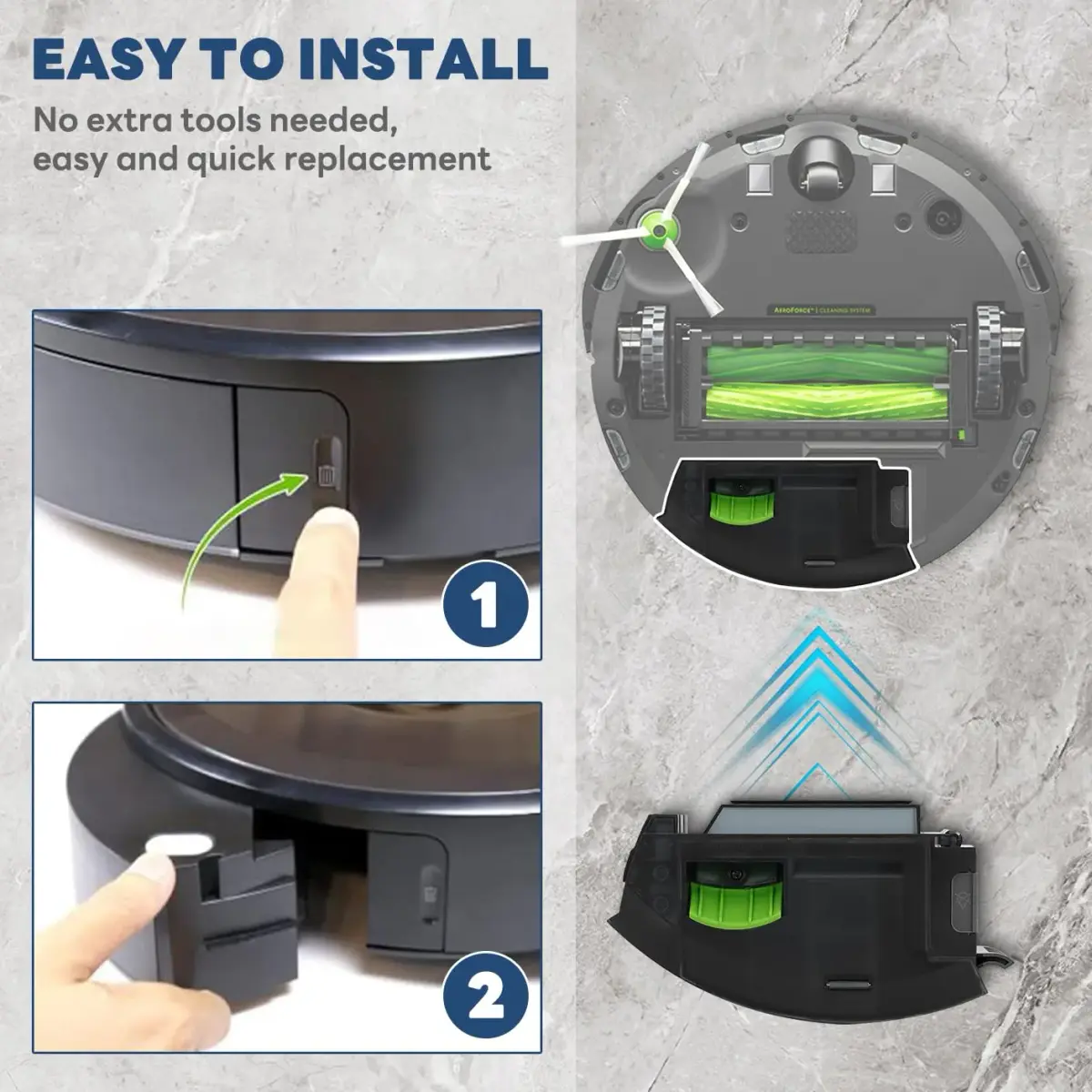 Sgizoku Dust Bin Box for iRobot Roomba i3 i3+ i4 i4+ i6 i6+ i7 i7+ i8 i8+ E5 E6 E7 J7 Vacuum Cleaner | Replacement Waste Dustbin Part - view 5