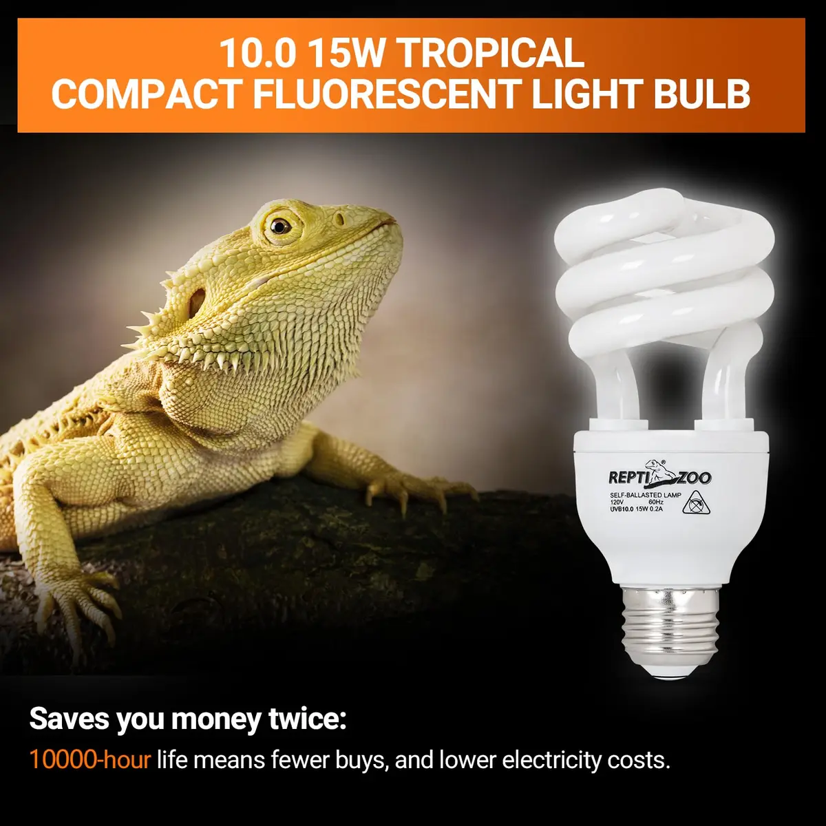 REPTI ZOO 15W UVA UVB Reptile Light Bulb 10.0 2-Pack | Simulates Tropical Sunlight for Bearded Dragons, Tortoises, Lizards, Snakes - view 4