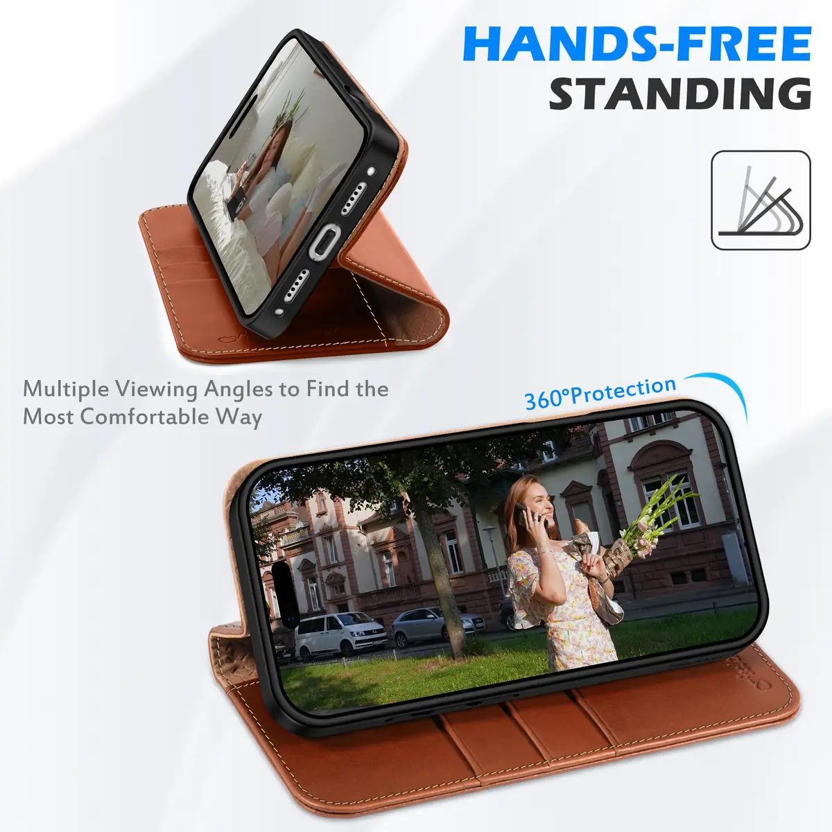 SHIELDON Genuine Leather Wallet Case for iPhone 18 Pro/17 Pro | RFID Blocking & Shockproof (6.3") - view 5