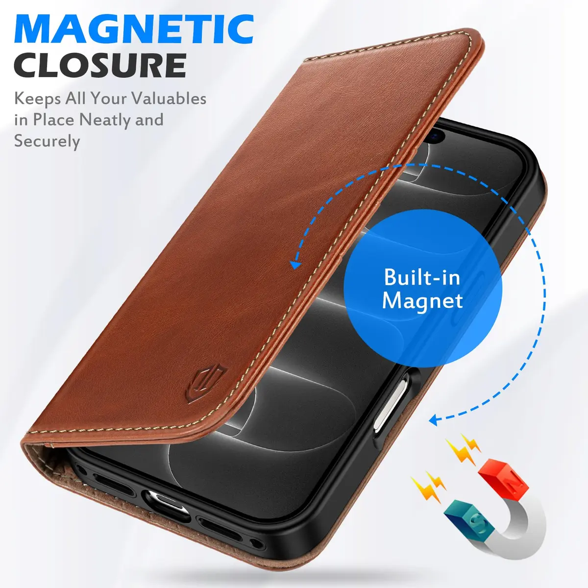 SHIELDON Genuine Leather Wallet Case for iPhone 18 Pro/17 Pro | RFID Blocking & Shockproof (6.3") - view 7