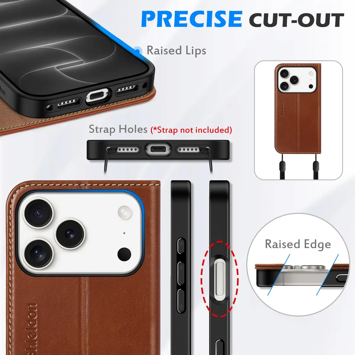 SHIELDON Genuine Leather Wallet Case for iPhone 18 Pro/17 Pro | RFID Blocking & Shockproof (6.3") - view 8
