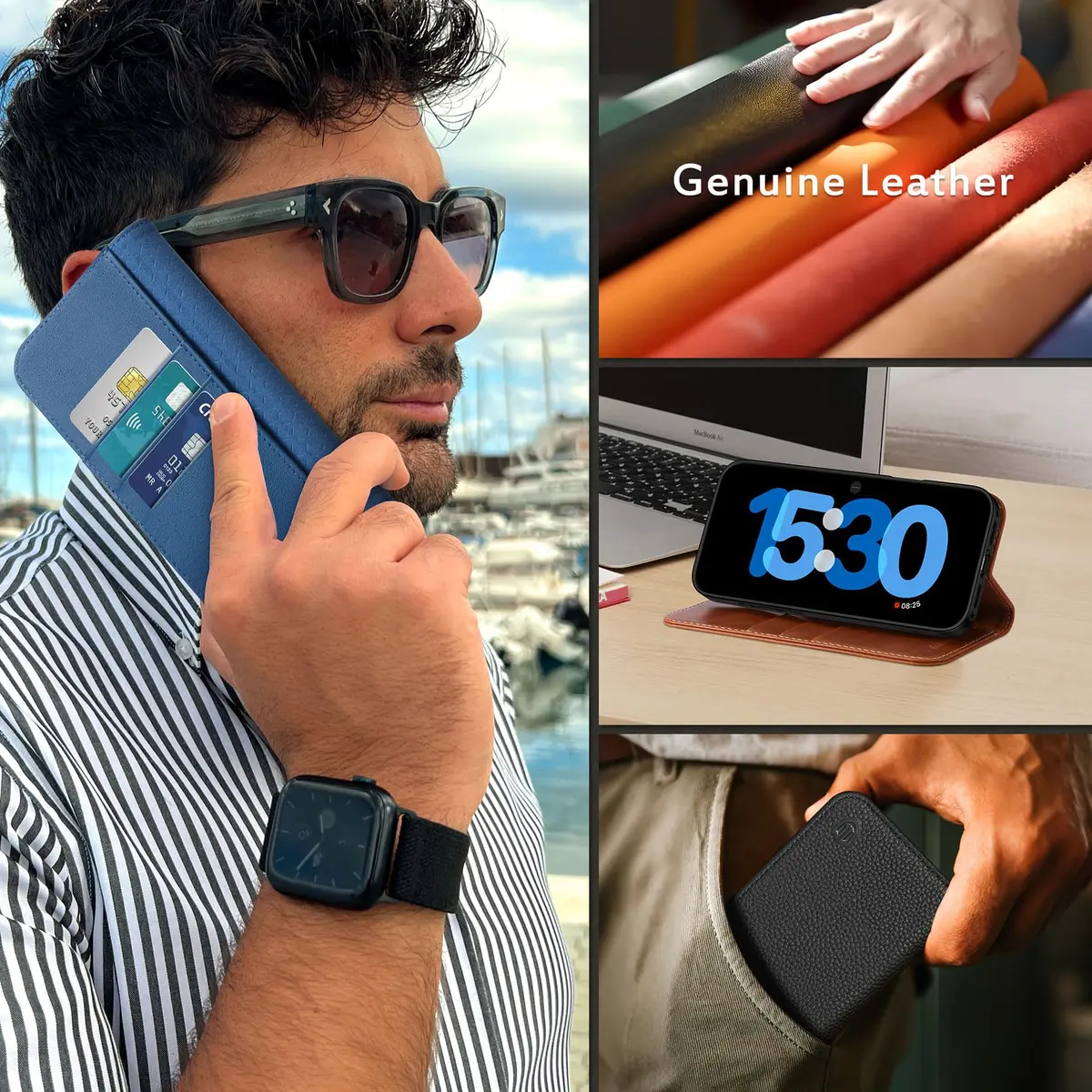 SHIELDON Genuine Leather Wallet Case for iPhone 18 Pro/17 Pro | RFID Blocking & Shockproof (6.3") - view 9