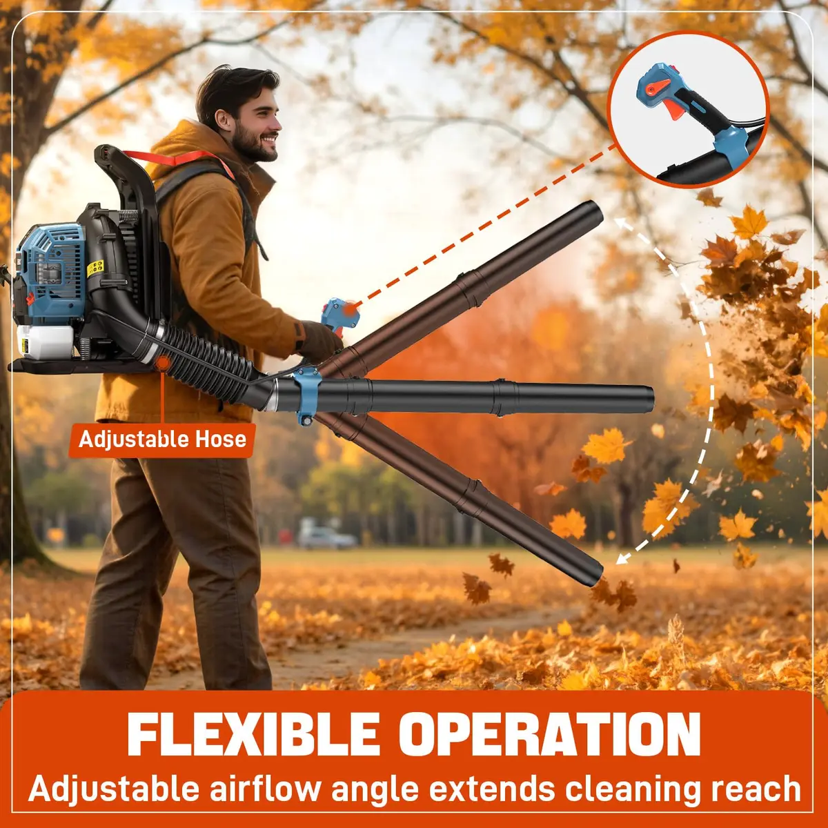 SENIX 49cc 4-Cycle Backpack Gas Leaf Blower | 600 CFM/200 MPH | Low Emission, Ergonomic Backpack Design - view 7