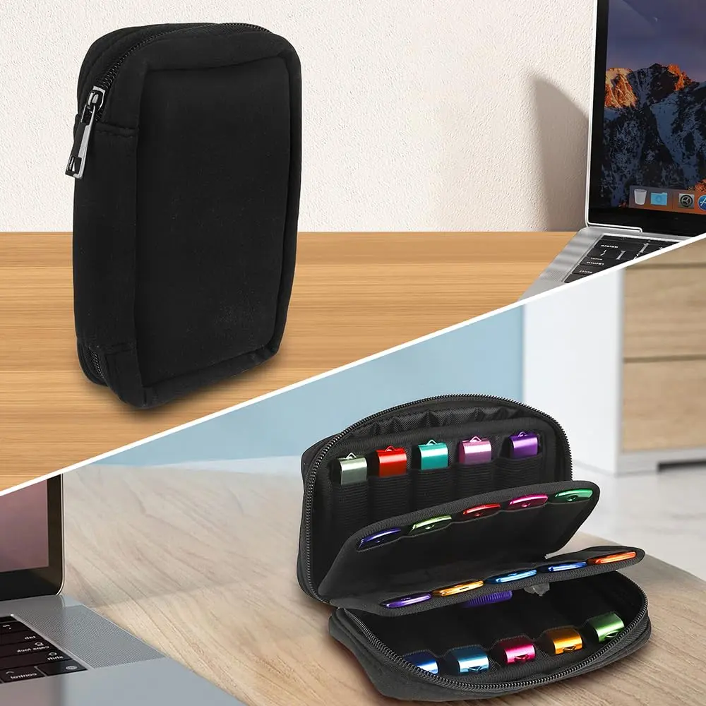 vellgo USB Flash Drive Case Organizer with 20 Slots & Labels, Black | Holds Thumb Drives & Accessories - view 4