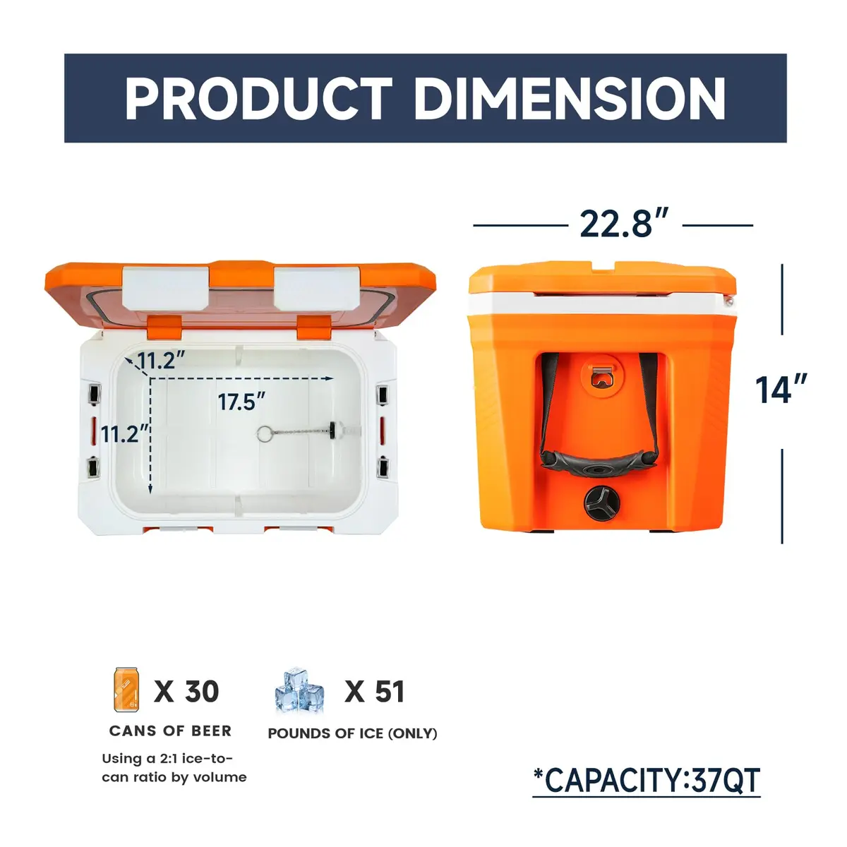 EchoSmile 35 Quart Insulated Cooler | Large Capacity, Durable & Portable (70-120 chars) - view 4