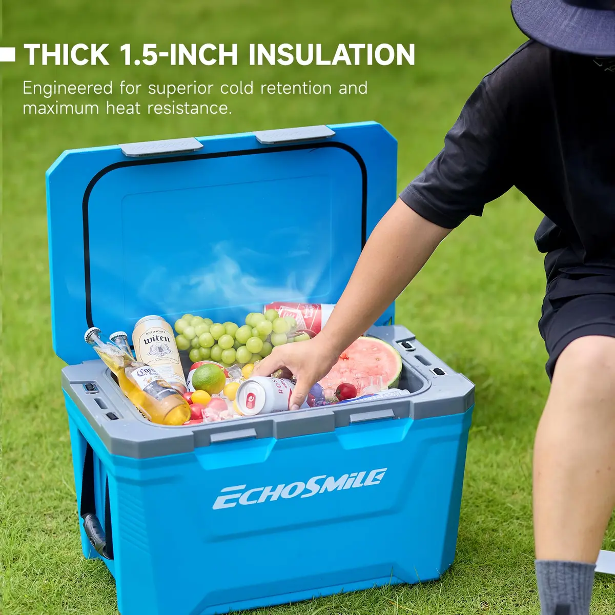 EchoSmile 35 Quart Insulated Cooler Blue | Large Capacity, Durable & Portable - view 7