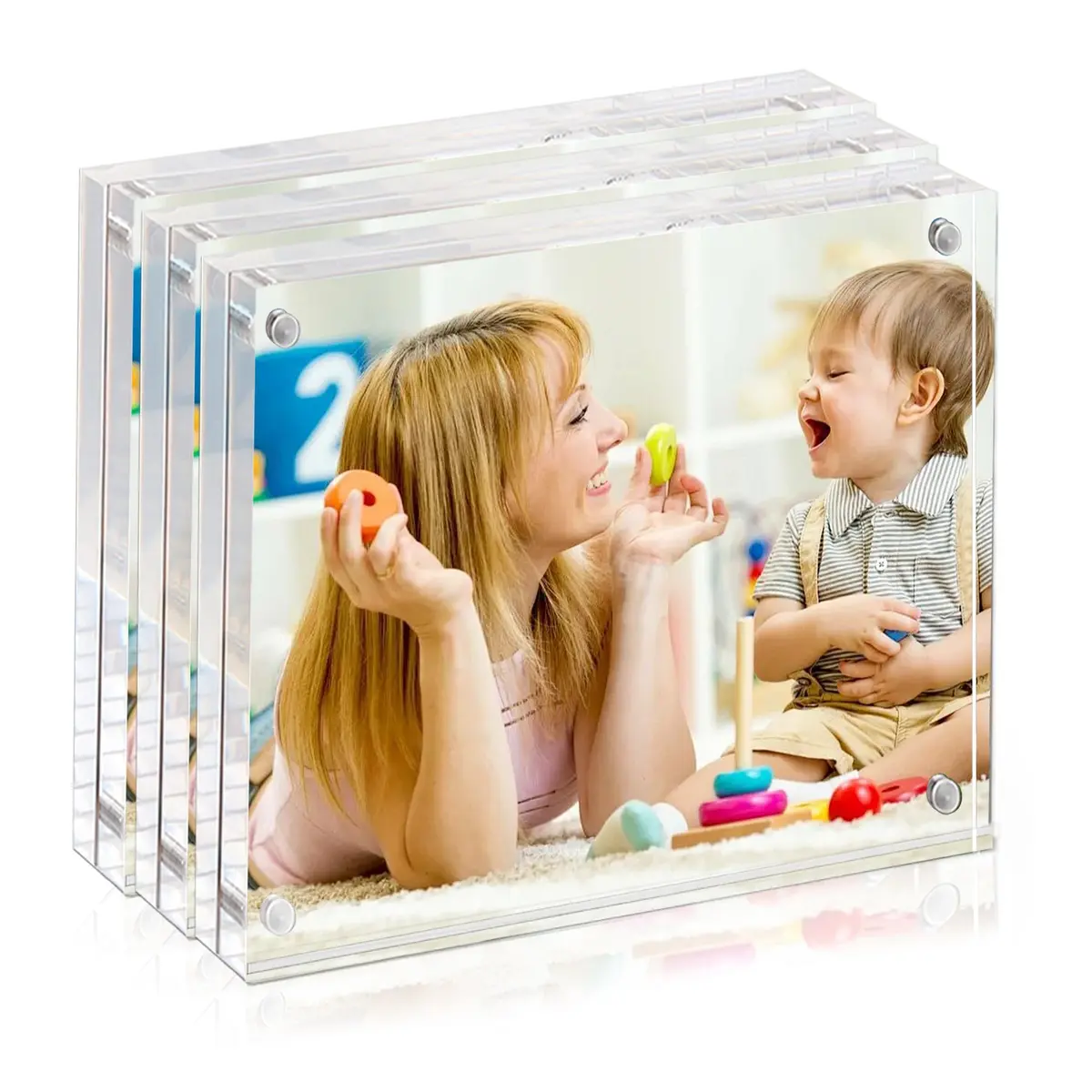 BP4U 8x10 Acrylic Picture Frame | Magnetic Double-Sided Display, UV-Resistant, Frameless, 3-Pack - main product image