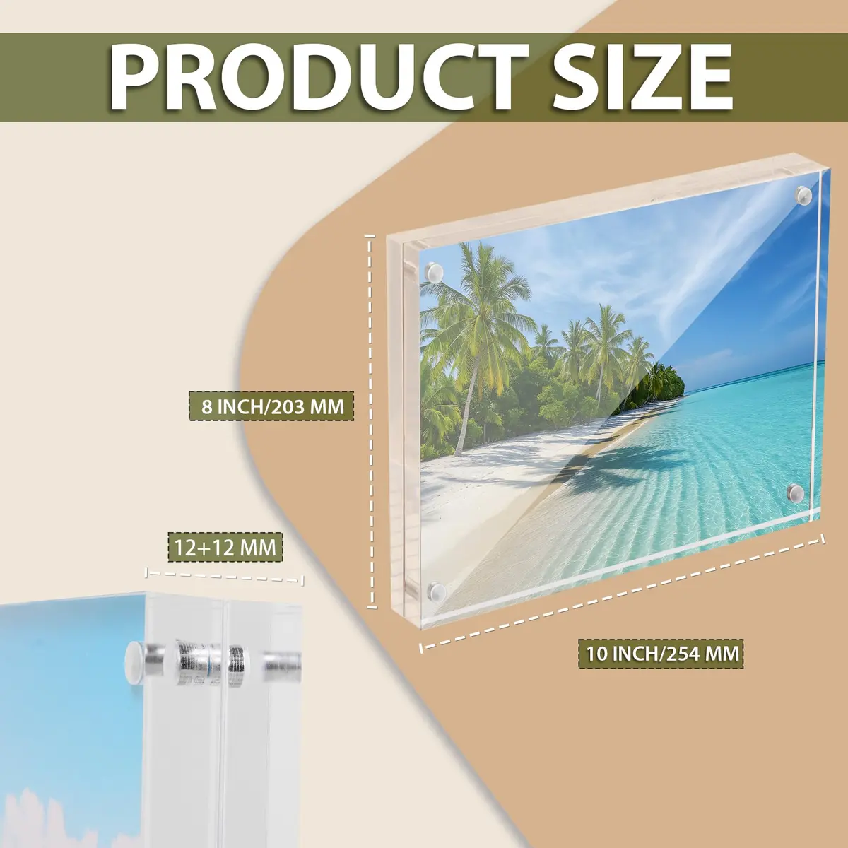 BP4U 8x10 Acrylic Picture Frame | Magnetic Double-Sided Display, UV-Resistant, Frameless, 3-Pack - view 2