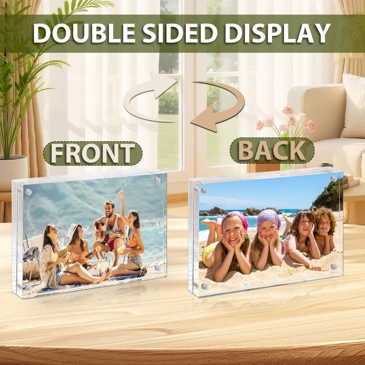 BP4U 8x10 Acrylic Picture Frame | Magnetic Double-Sided Display, UV-Resistant, Frameless, 3-Pack - view 4