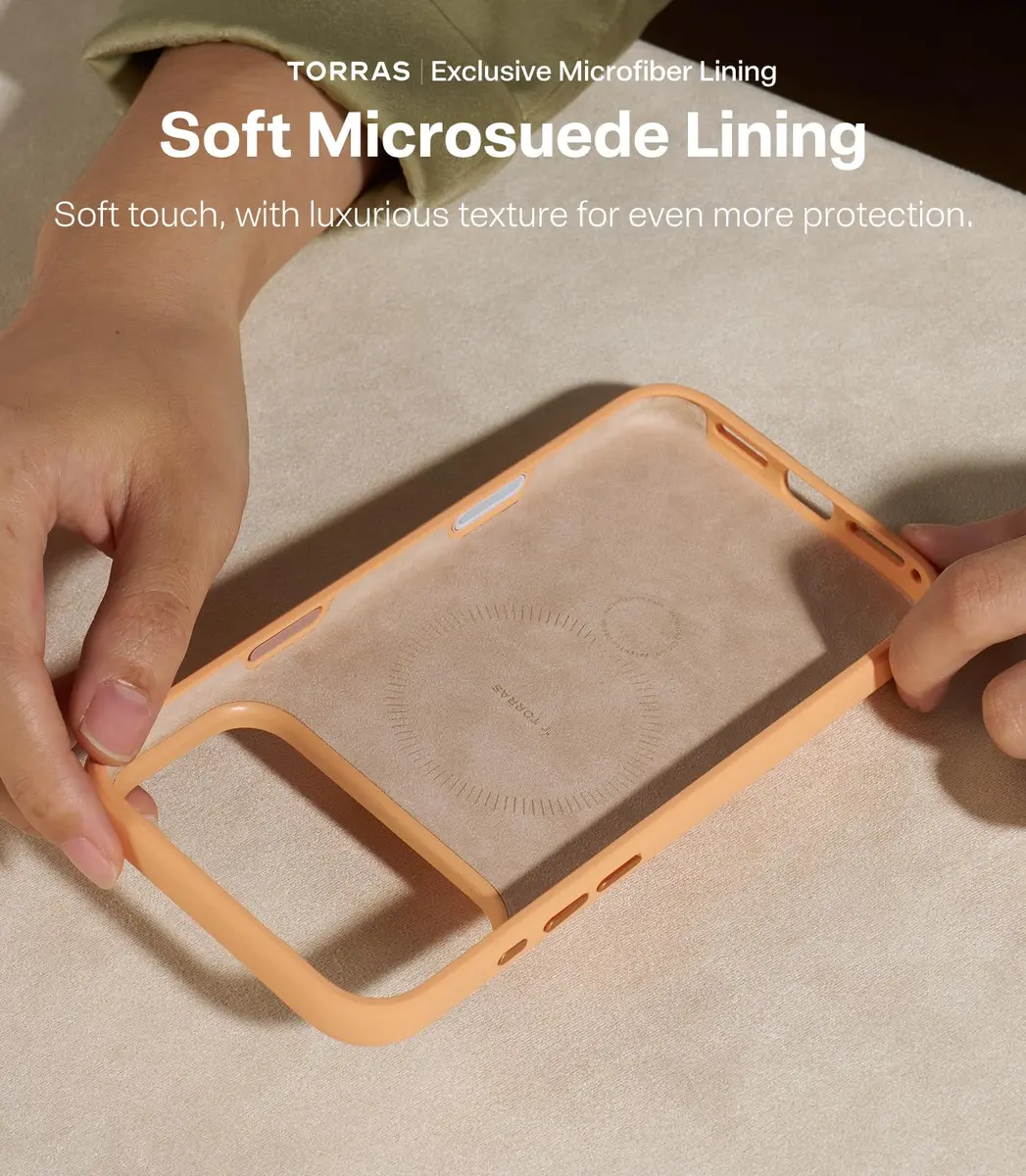 TORRAS Q3 Silicone 360 Spin Case for iPhone 17 Pro 6.3'' | MagSafe Compatible, Liquid Silicone Rubber, Pastel Orange - view 7