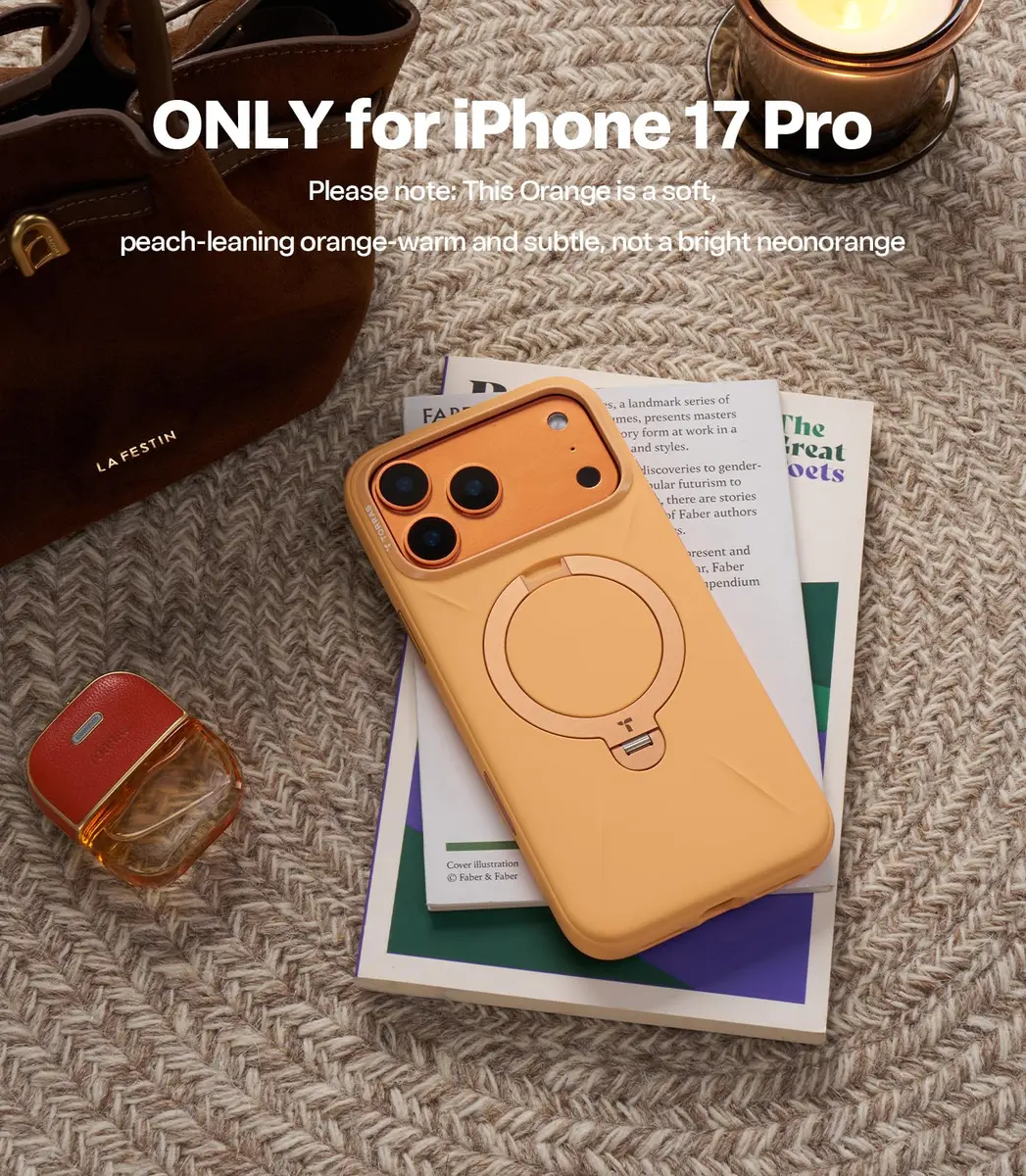 TORRAS Q3 Silicone 360 Spin Case for iPhone 17 Pro 6.3'' | MagSafe Compatible, Liquid Silicone Rubber, Pastel Orange - view 8