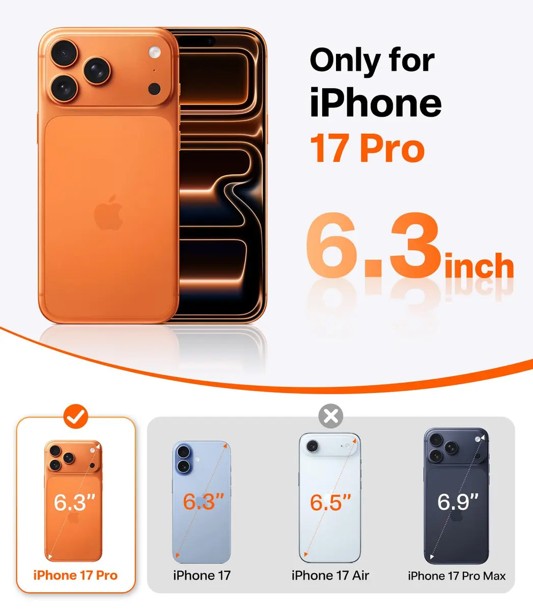 TORRAS Q3 Silicone 360 Spin Case for iPhone 17 Pro 6.3'' | MagSafe Compatible, Liquid Silicone Rubber, Pastel Orange - view 9