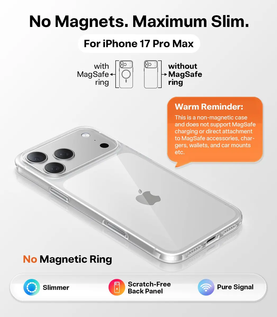 TORRAS Slim Fit for iPhone 17 Pro Max Case Thin 6.9" Velvety Matte Clear | Lightweight, Precise Fit - view 7