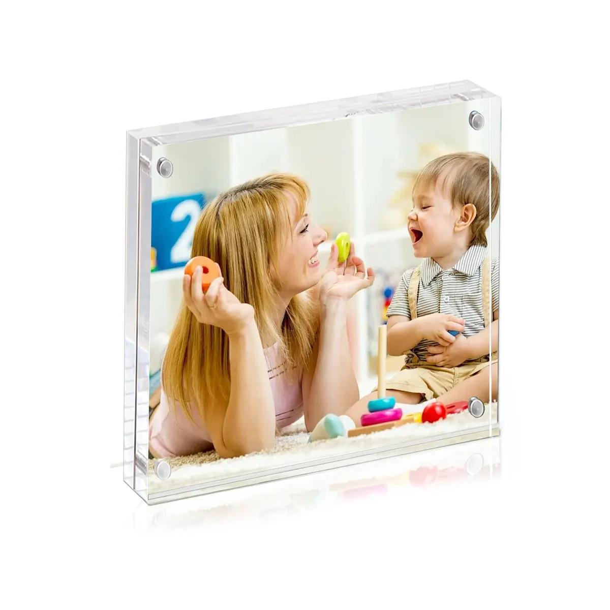 BP4U 4x4 Acrylic Picture Frame | Magnetic Double-Sided Photo Display for Home & Office - main product image