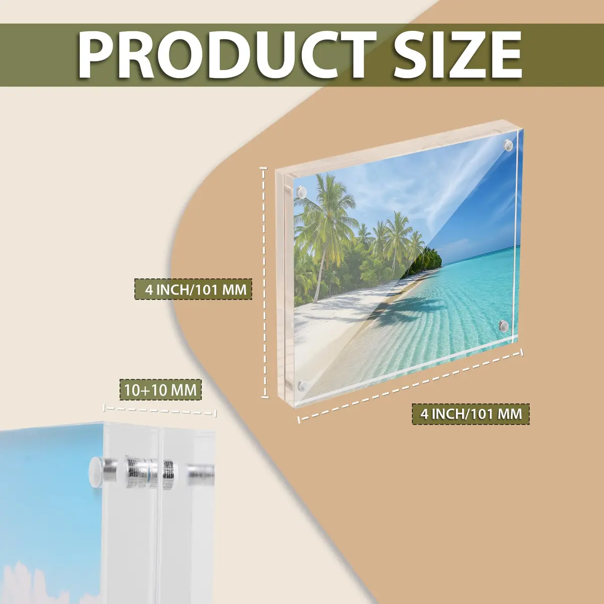 BP4U 4x4 Acrylic Picture Frame | Magnetic Double-Sided Photo Display for Home & Office - view 2