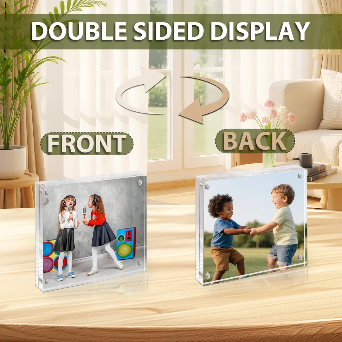 BP4U 4x4 Acrylic Picture Frame | Magnetic Double-Sided Photo Display for Home & Office - view 3
