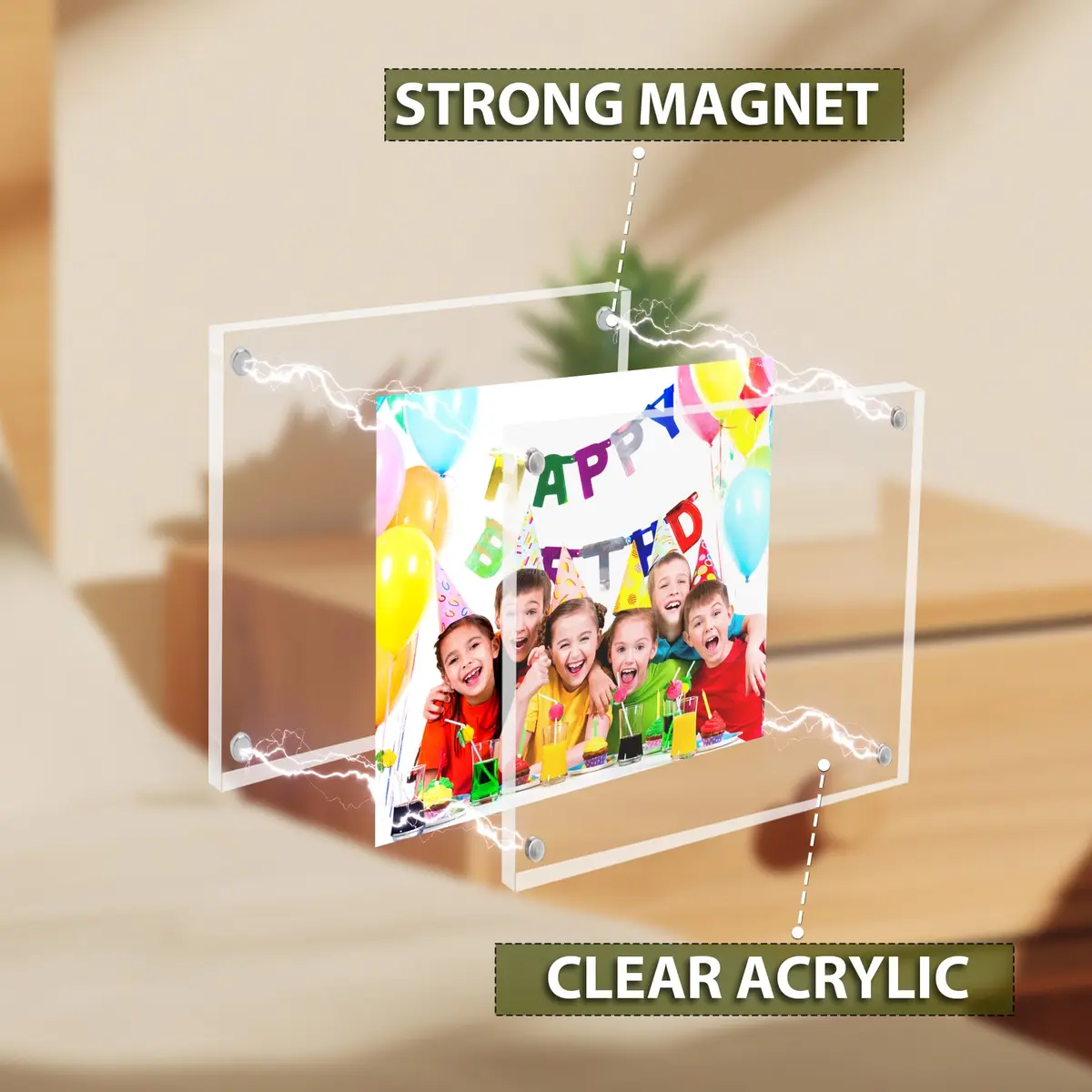 BP4U 4x4 Acrylic Picture Frame | Magnetic Double-Sided Photo Display for Home & Office - view 4