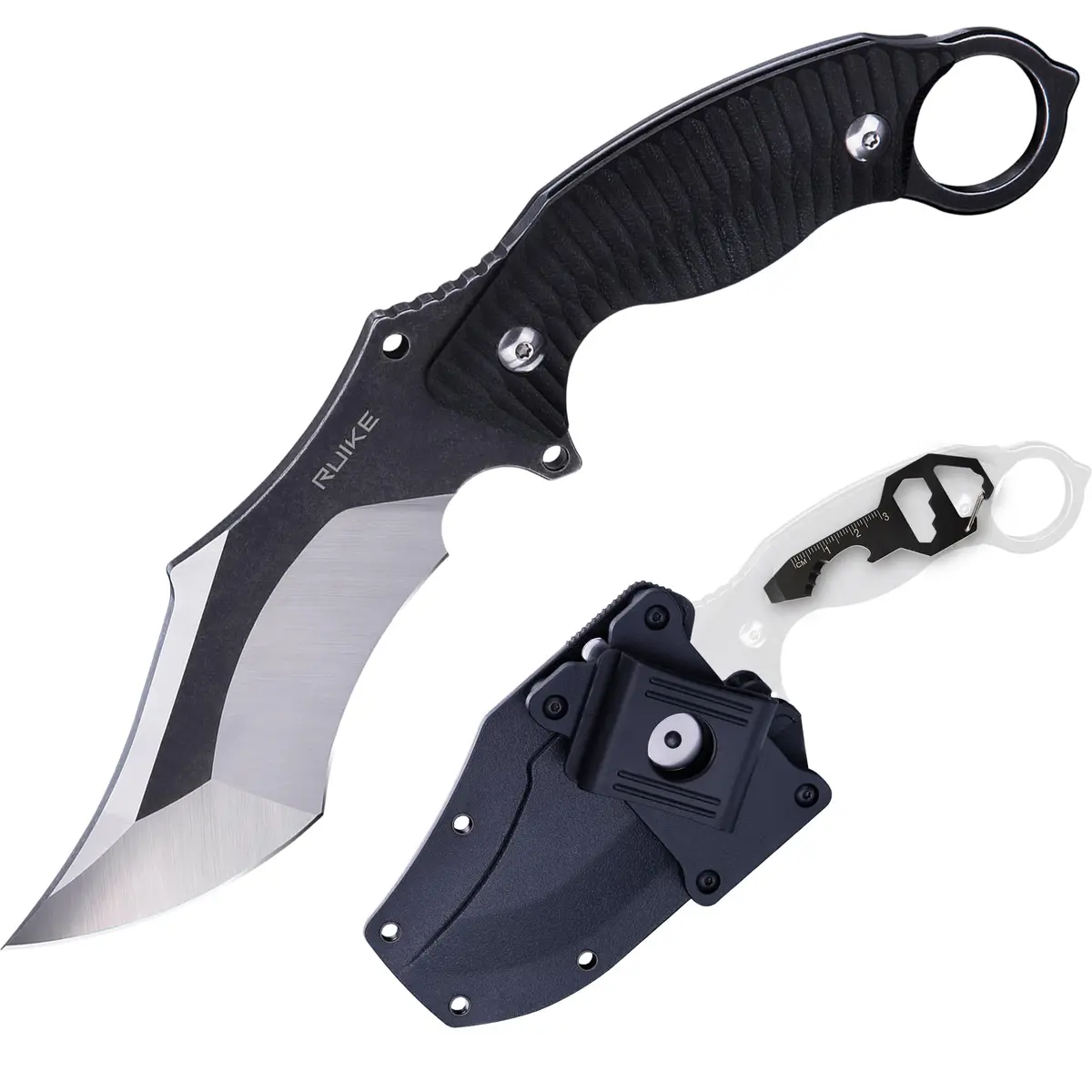 Ruike F181-B1 Tactical Fixed Blade Knife with Sheath, 14C28N Steel, Full-tang, 4.53-inch Blade, G10 Handle, Camping & Hunting Gear - main product image
