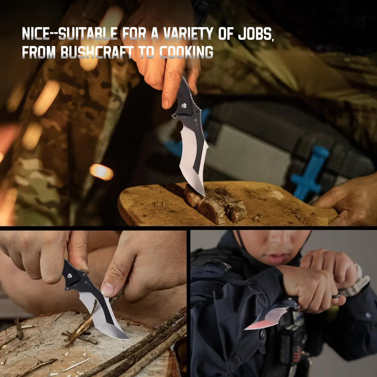 Ruike F181-B1 Tactical Fixed Blade Knife with Sheath, 14C28N Steel, Full-tang, 4.53-inch Blade, G10 Handle, Camping & Hunting Gear - view 7