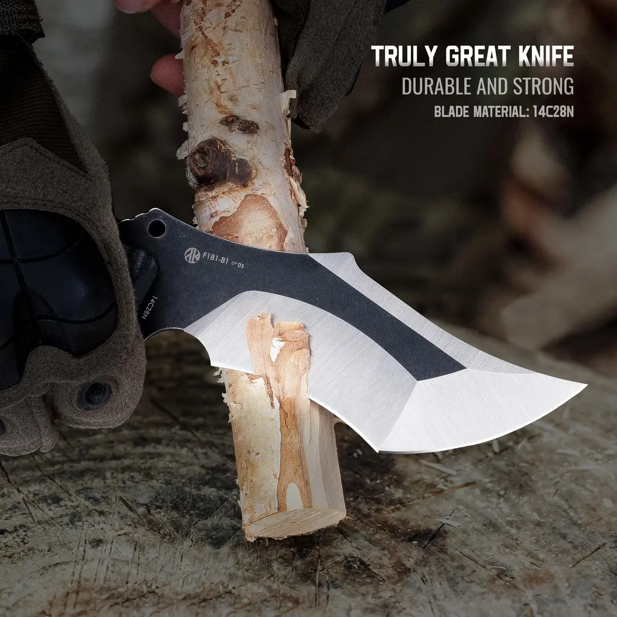 Ruike F181-B1 Tactical Fixed Blade Knife with Sheath, 14C28N Steel, Full-tang, 4.53-inch Blade, G10 Handle, Camping & Hunting Gear - view 3