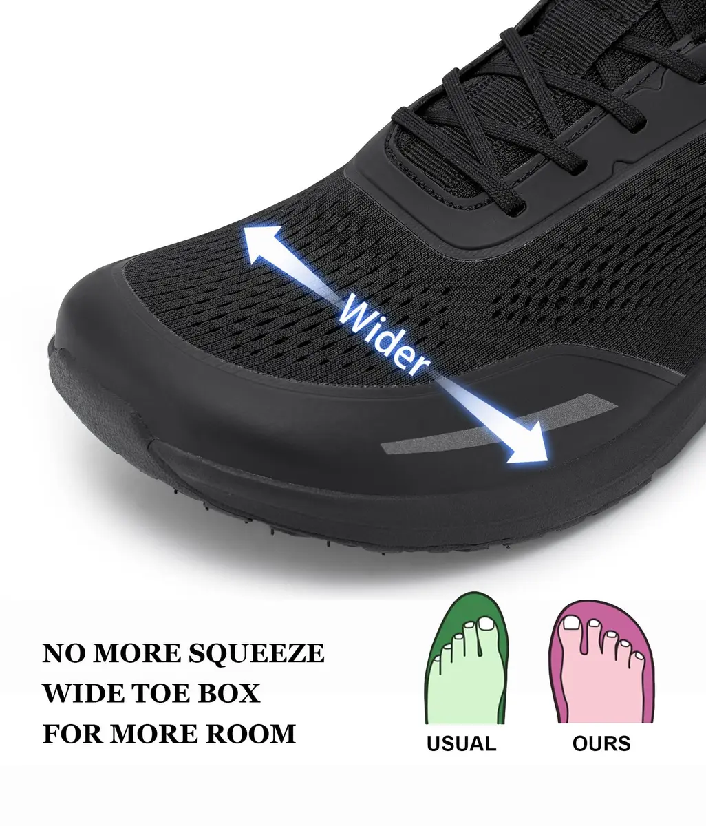 FEFELUIS Men's Zero Drop Running Shoes Wide Toe Box Black Size 9 (25.4cm / 9 US Wide) - view 5