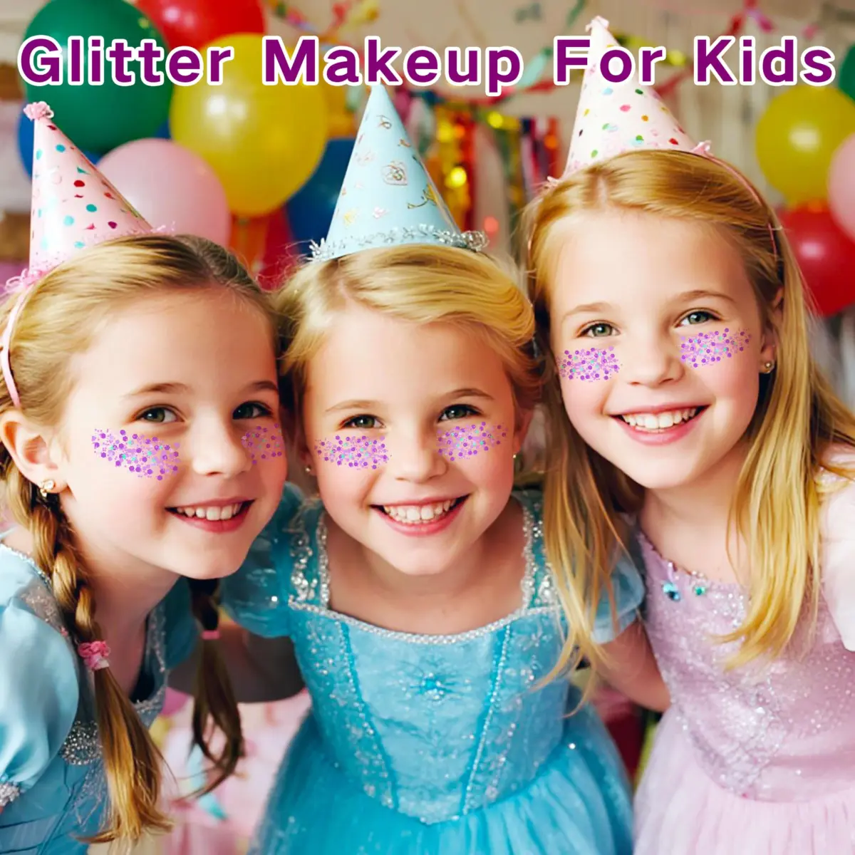 MEICOLY Purple Hair Glitter Kids Makeup | Holographic Halloween Sparkly Face Glitter - view 5