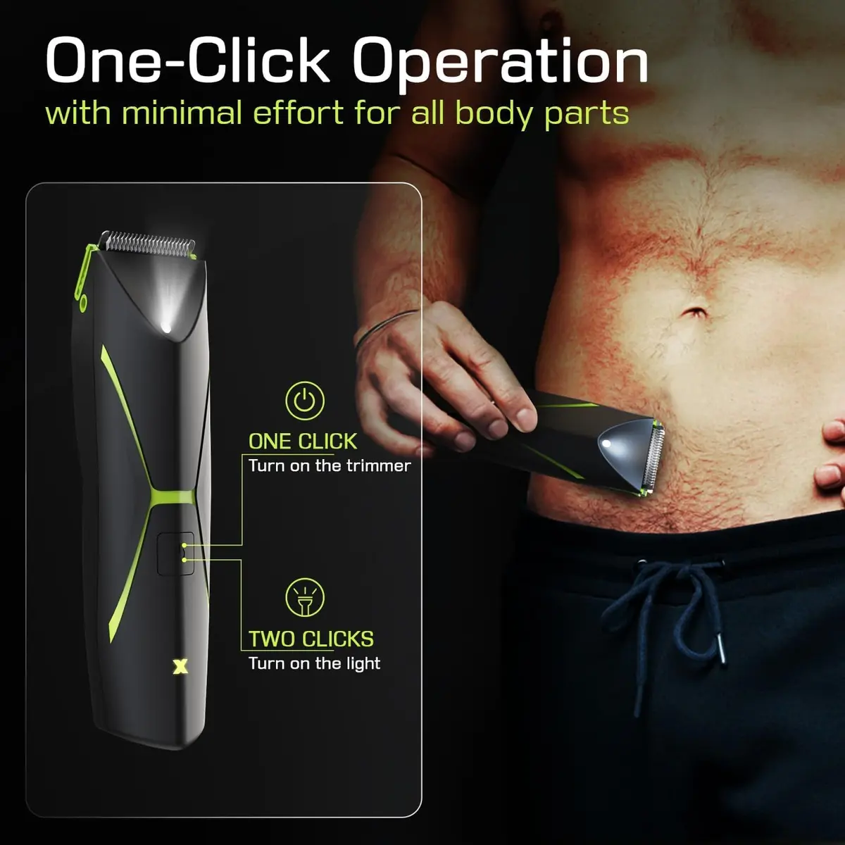 Brightman Body Hair Trimmer for Men 8,000 RPM Waterproof Ceramic Blade Rechargeable Wet/Dry | Manscaping Tool - view 3