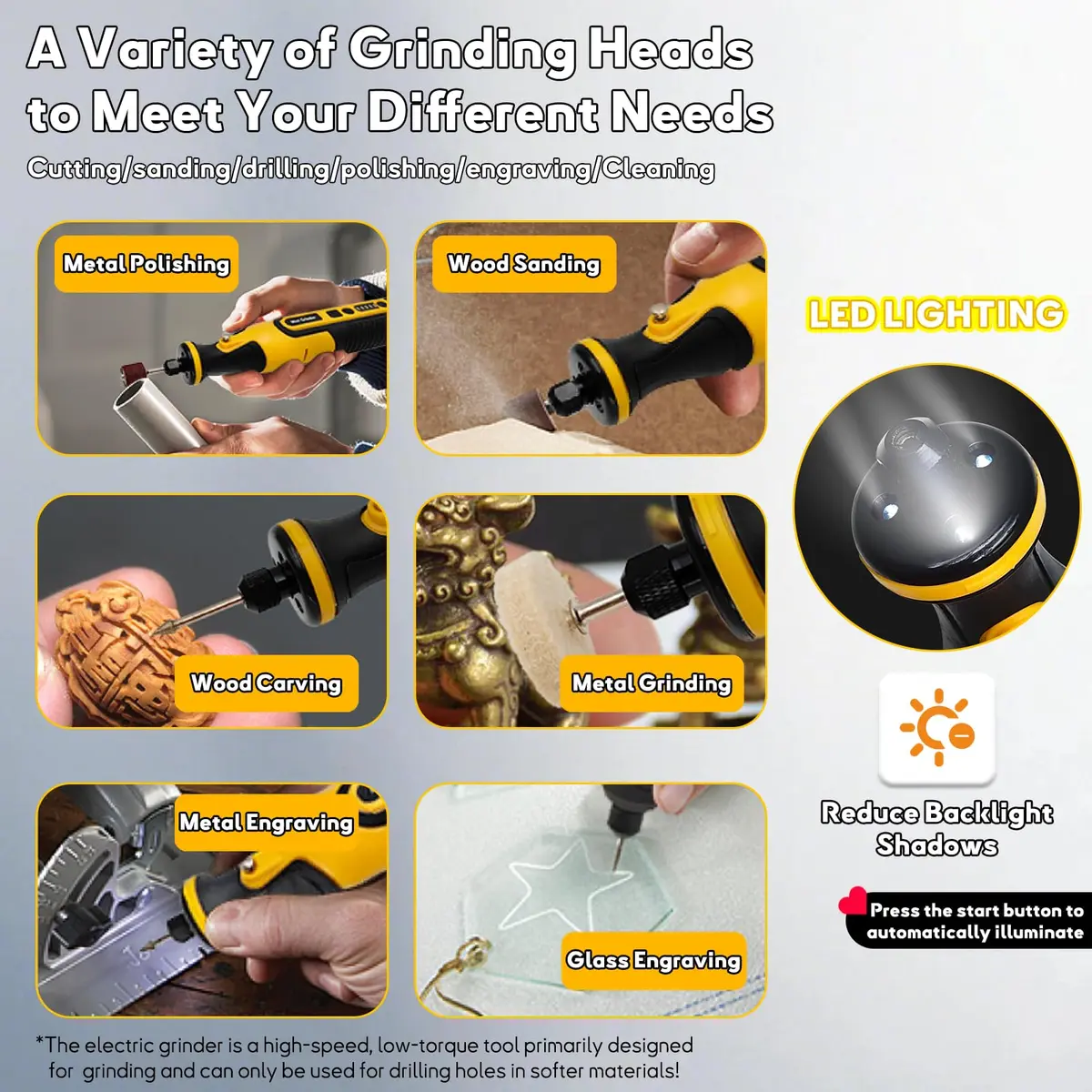XIFOWE 7.2V Mini Cordless Rotary Tool | 59 Attachments for DIY Crafts, Metal & Wood Polishing, 3D Resin Sanding - view 6