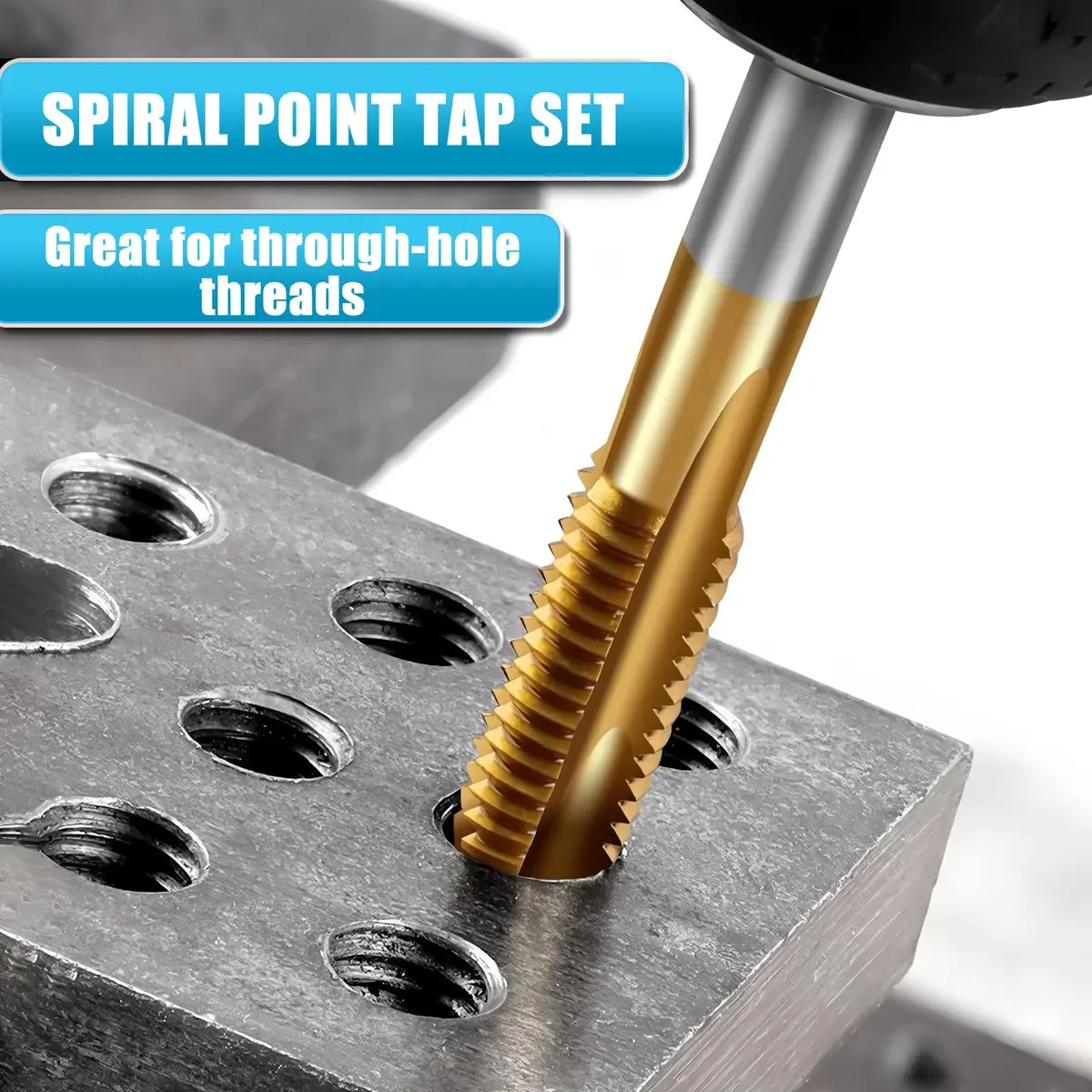 Saipe 7pcs M2-M6 Metric Spiral Point Tap Set with Titanium Coating | HSS 6542 Machine Screw Taps - view 5