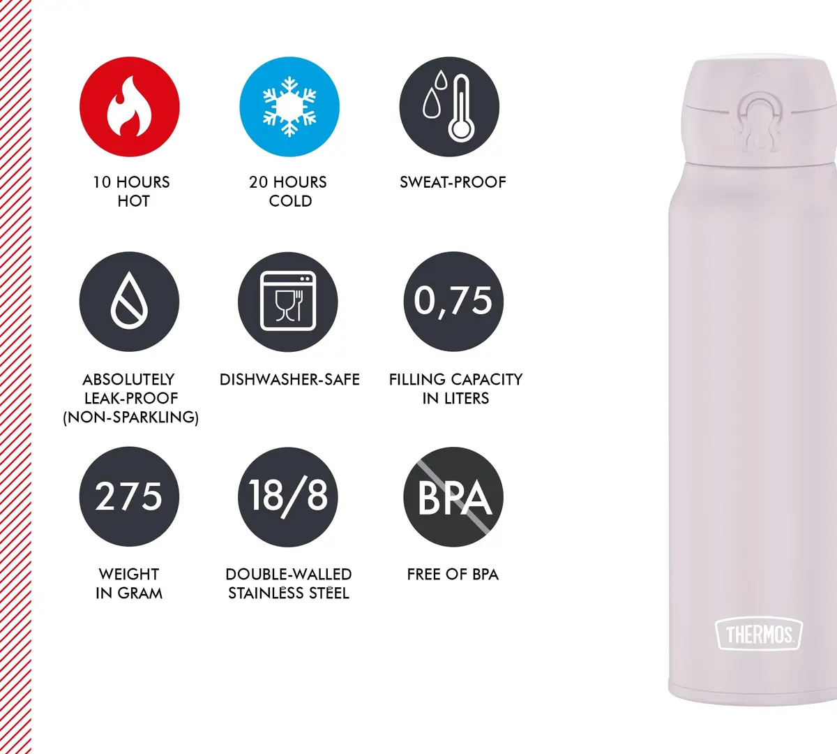 THERMOS Ultralight Bottle 750ml (25.36 Fl Oz) | Keeps Cold 20 Hours, Hot 10 Hours - view 5