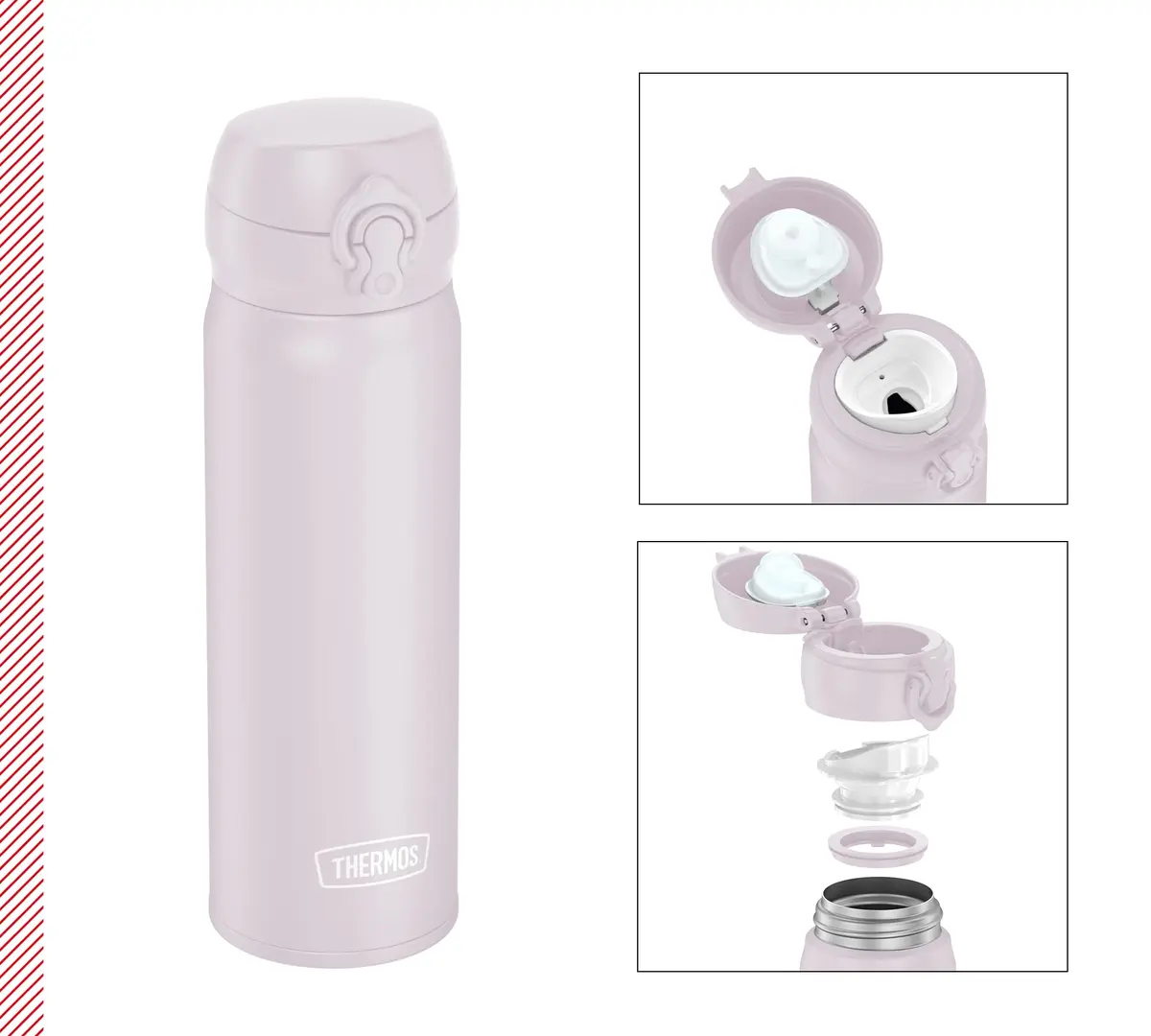 THERMOS Ultralight Bottle 500ml (16.9 Fl Oz) Soft Pink Matte | Lightweight Insulated Flask - view 2