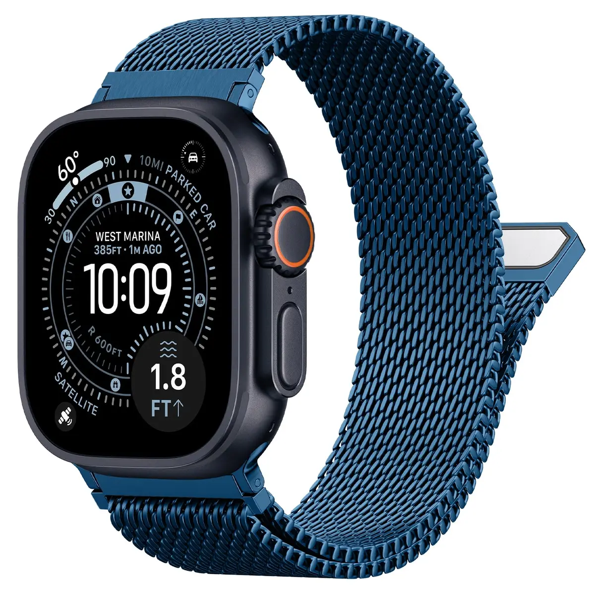 YuiYuKa Milanese Loop for Apple Watch Ultra 4/3/2/1 & Series 12-1/SE 49mm Stainless Steel Mesh Band - main product image