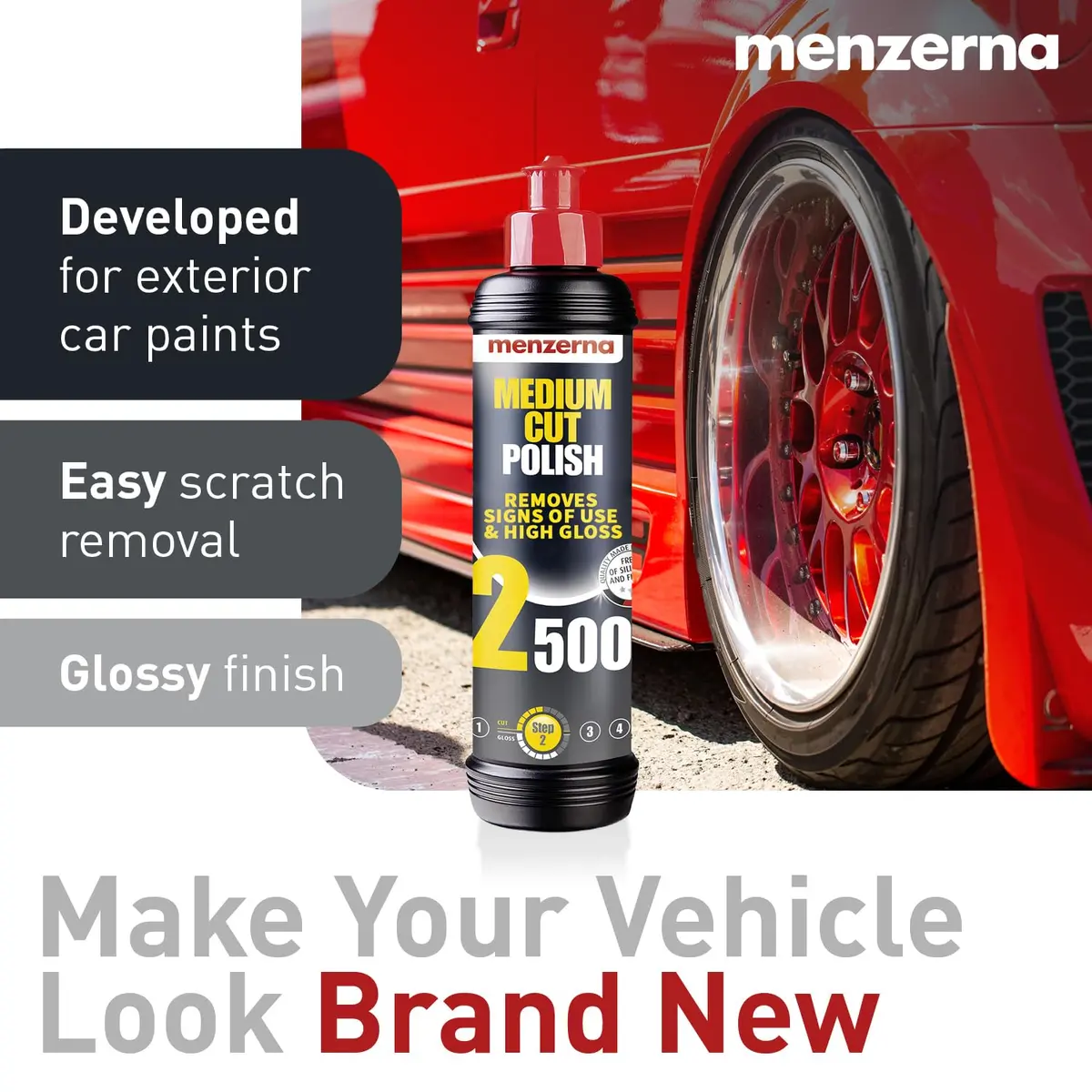menzerna Medium Cut Polish 2500 | Abrasive Compound for Scratch Repair | 16 fl oz (473 ml) - view 3