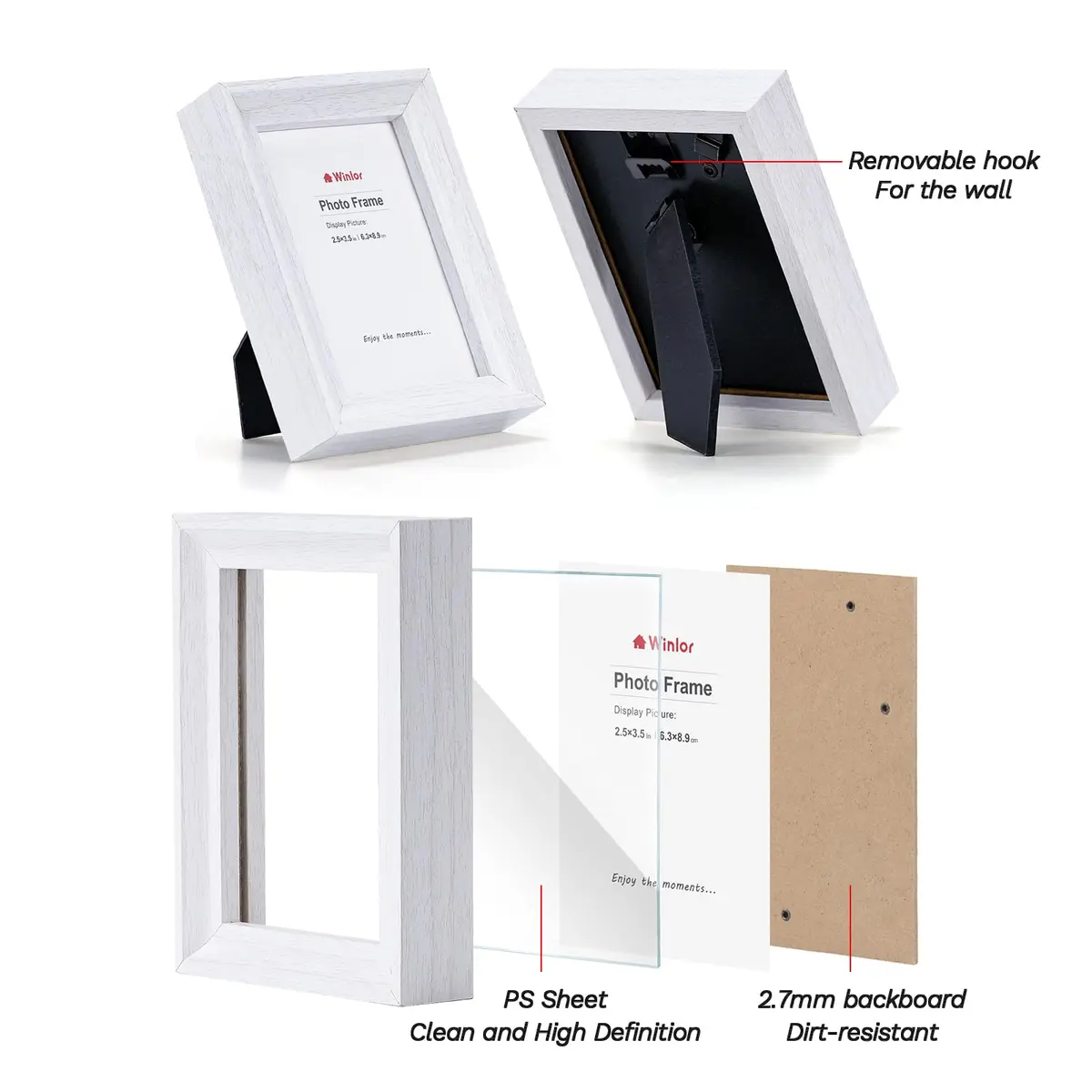 Winlor Mini Picture Frames 2.5x3.5 Inch | Small Photo Frames for Wall & Table - view 4