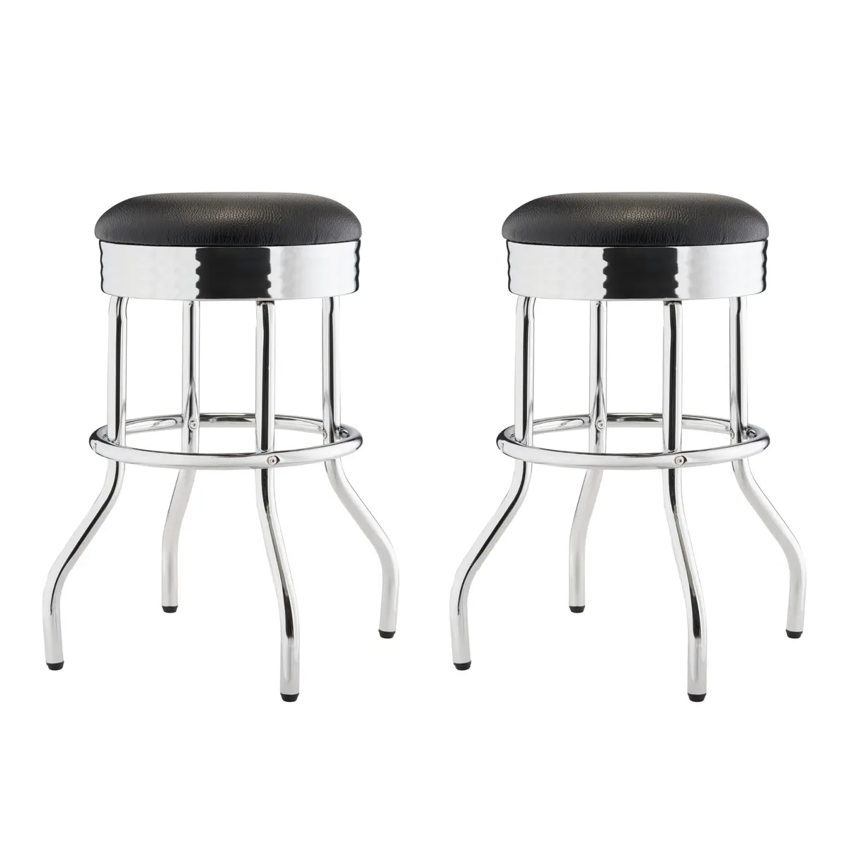 TRINITY Heavy Duty 25 Inch Backless Swivel Bar Stool, Black Seat | Stylish, Supports 300 lbs, Indoor Use - main product image