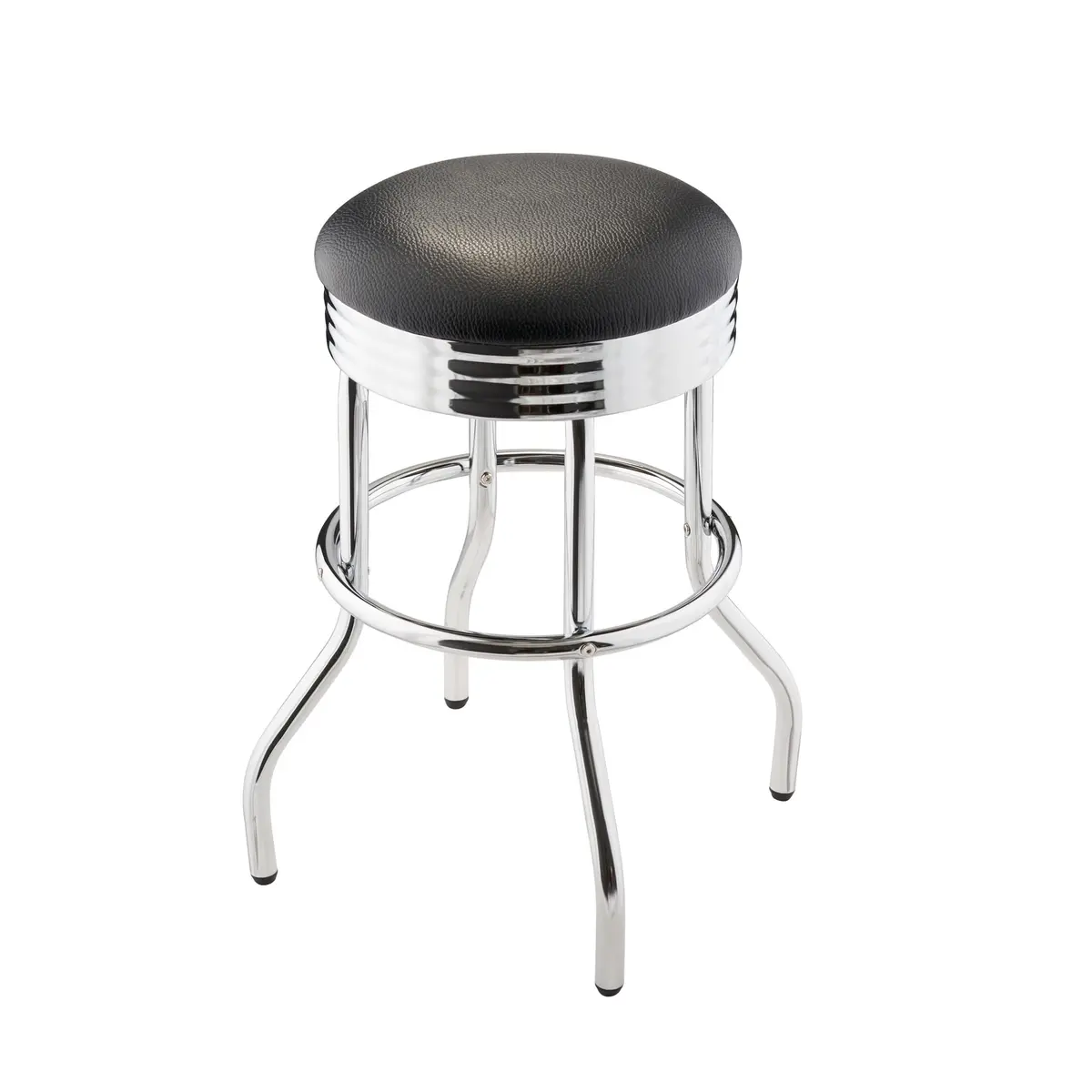 TRINITY Heavy Duty 25 Inch Backless Swivel Bar Stool, Black Seat | Stylish, Supports 300 lbs, Indoor Use - view 5
