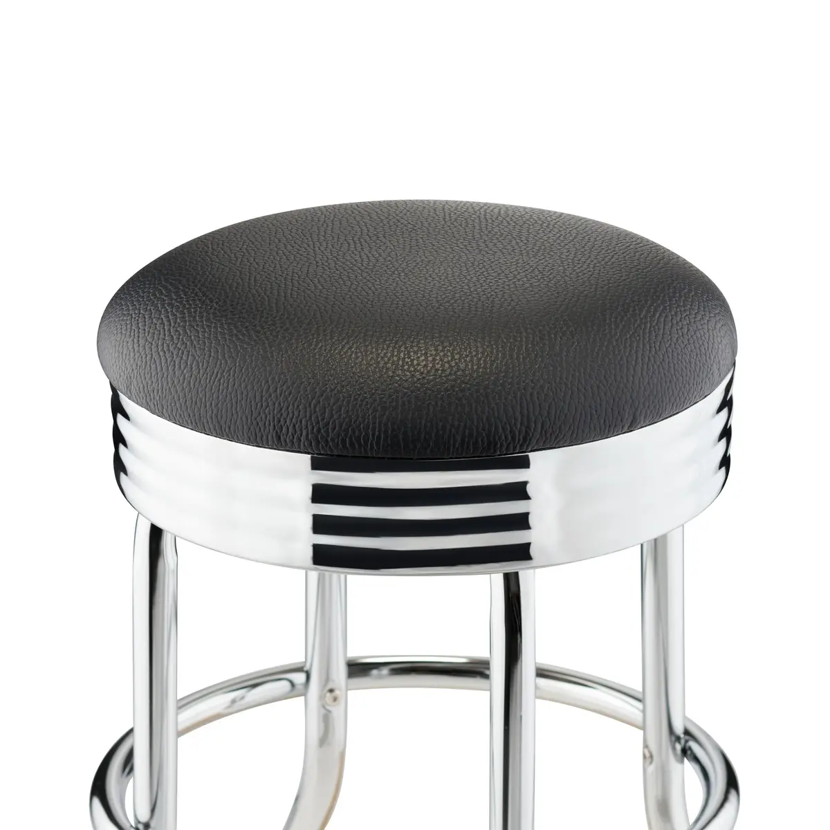 TRINITY Heavy Duty 25 Inch Backless Swivel Bar Stool, Black Seat | Stylish, Supports 300 lbs, Indoor Use - view 3