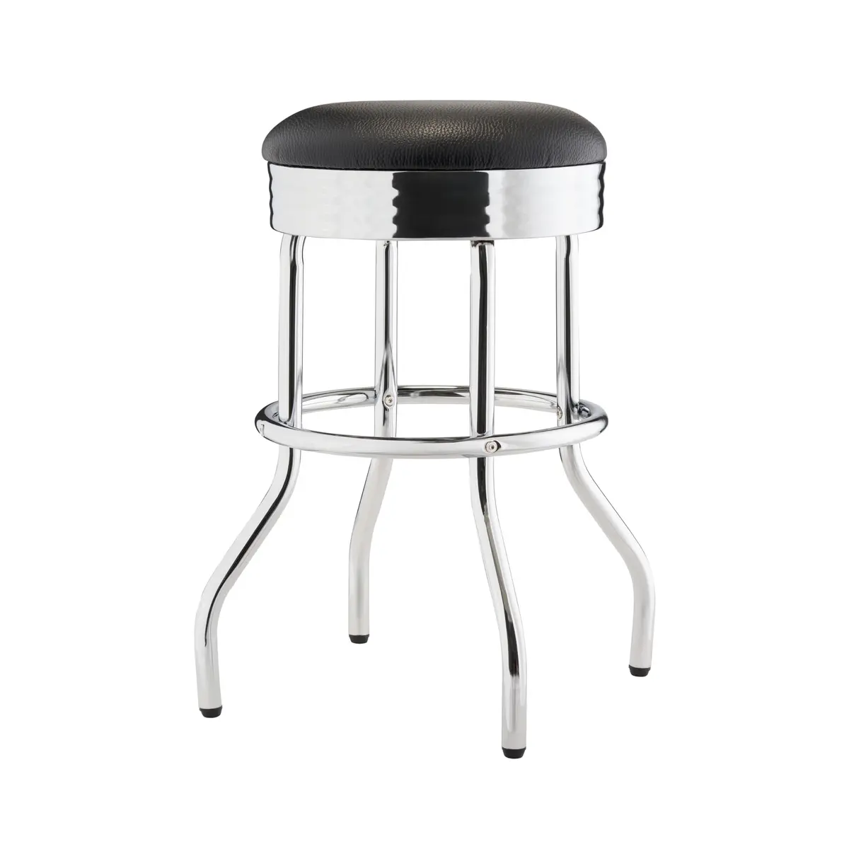 TRINITY Heavy Duty 25 Inch Backless Swivel Bar Stool, Black Seat | Stylish, Supports 300 lbs, Indoor Use - main product image