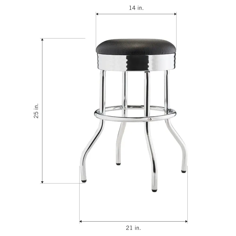 TRINITY Heavy Duty 25 Inch Backless Swivel Bar Stool, Black Seat | Stylish, Supports 300 lbs, Indoor Use - view 4