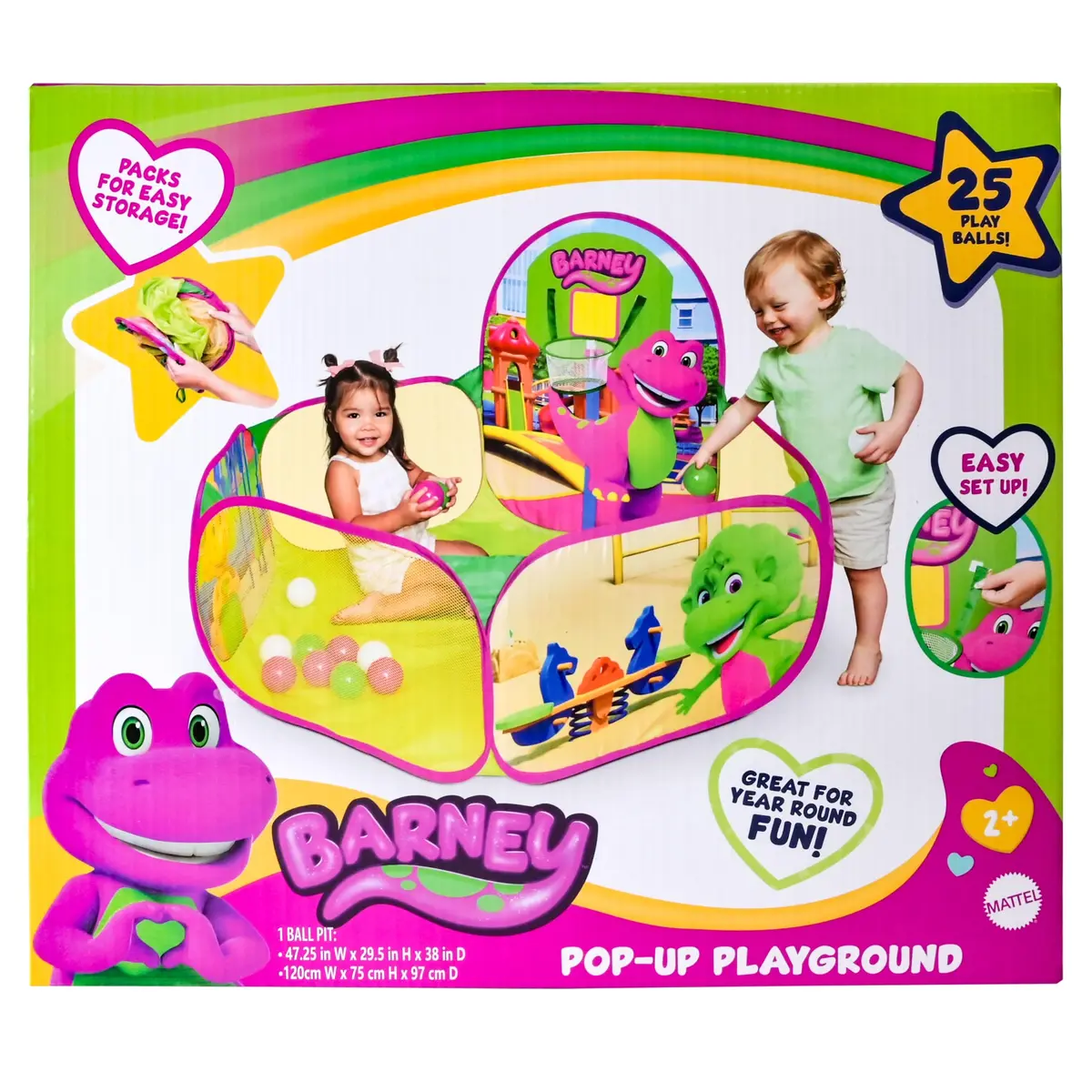 Barney Pop Up Playground, Ball Pit with 25 Play Balls & Basketball Hoop | Toddler Indoor & Outdoor Fun - view 7