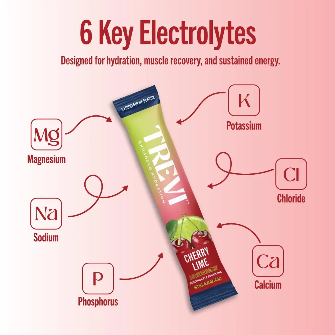 TREVI Electrolytes Powder Packets Cherry Lime 28 Servings | Hydration Rich in Vitamins & Minerals - view 3