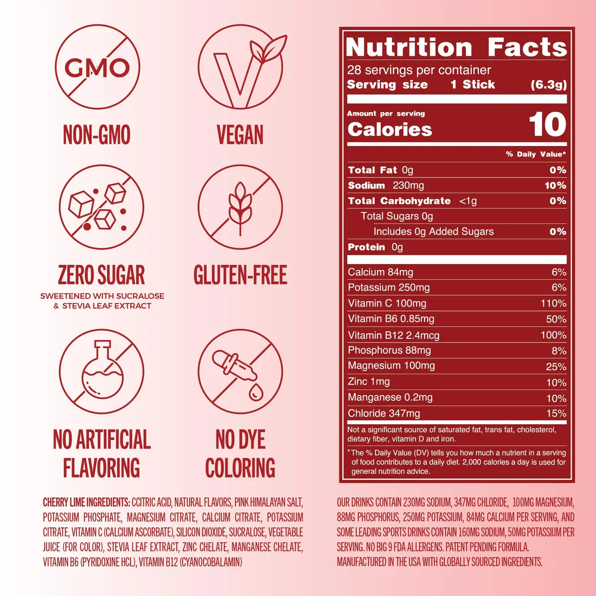 TREVI Electrolytes Powder Packets Cherry Lime 28 Servings | Hydration Rich in Vitamins & Minerals - view 4