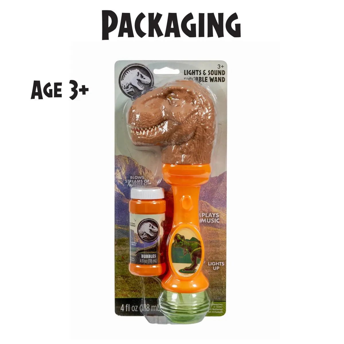 Little Kids Jurassic World T-Rex Musical Bubble Wand with Lights & Sounds, 4oz Bubble Solution - view 6
