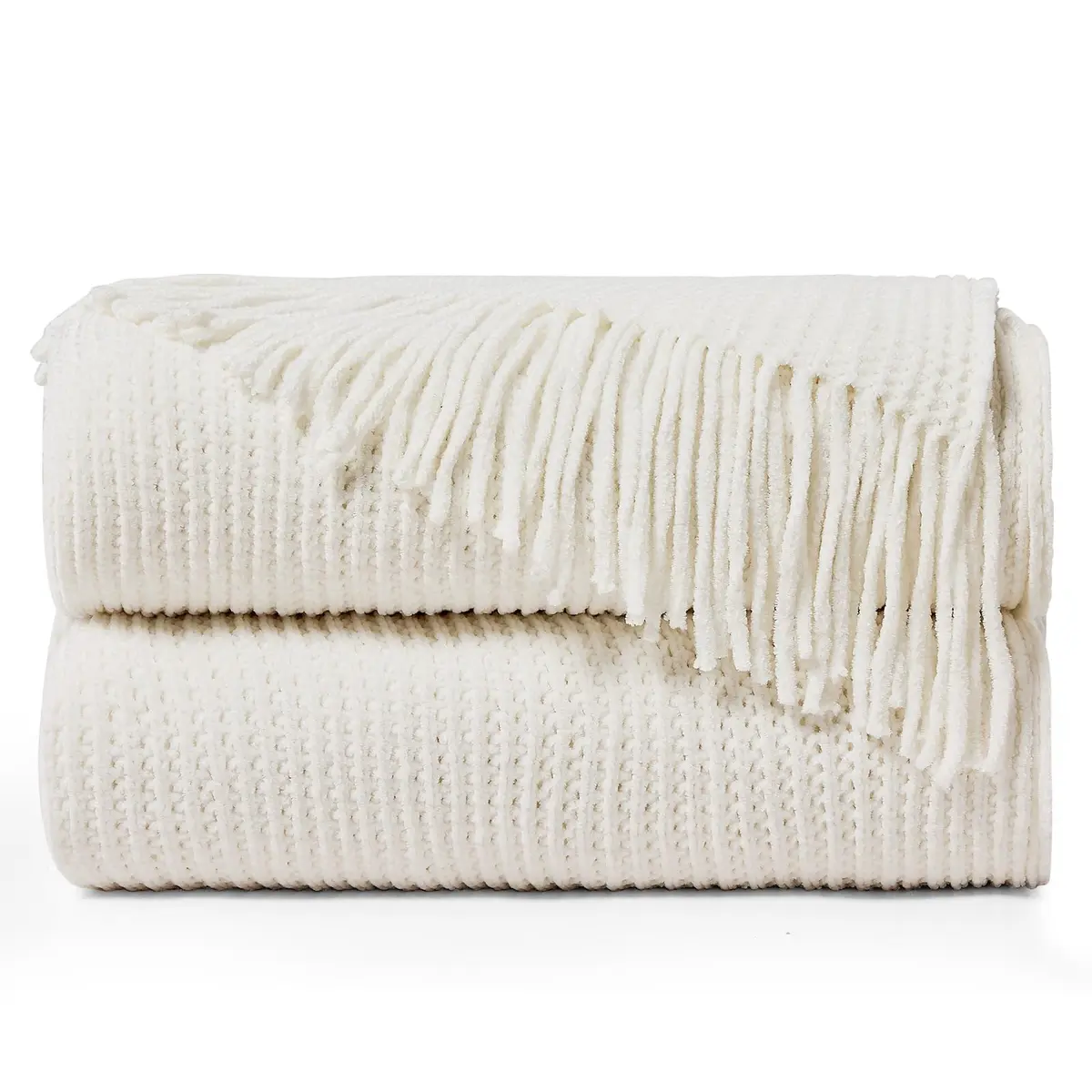 inhand Knitted Throw Blanket 50"x60" | Soft Chenille Woven Boho Decor - main product image