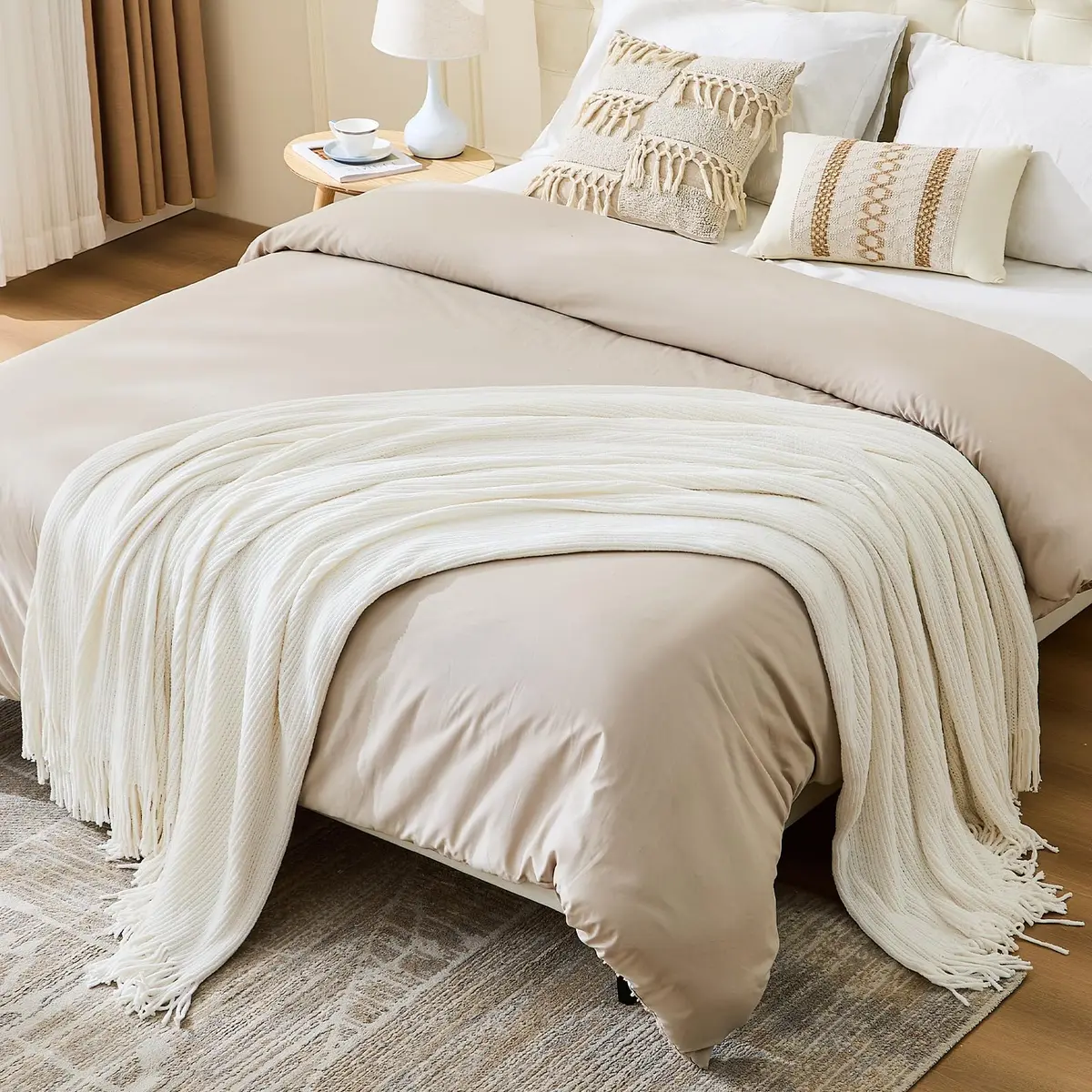 inhand Knitted Throw Blanket 50"x60" | Soft Chenille Woven Boho Decor - view 6