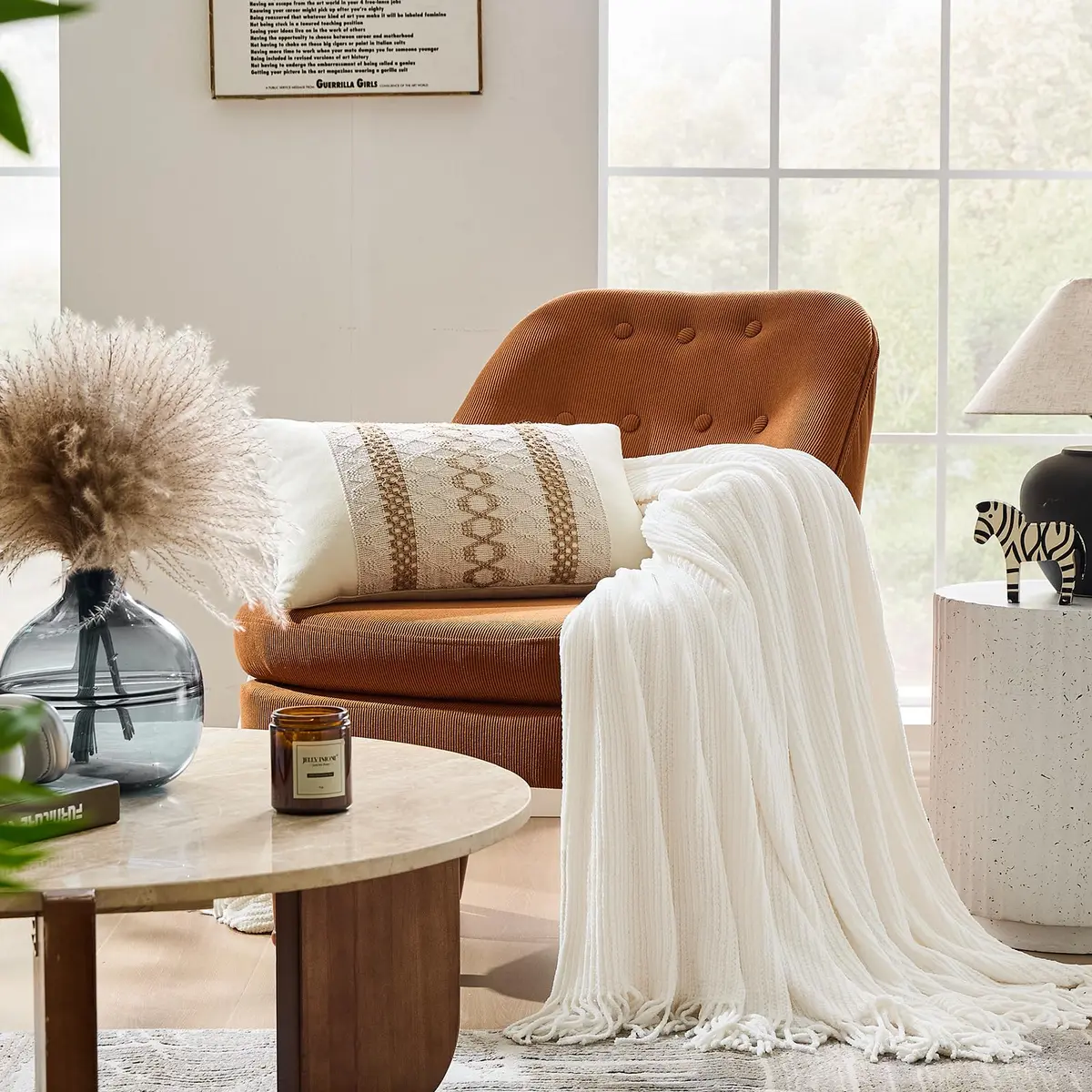 inhand Knitted Throw Blanket 50"x60" | Soft Chenille Woven Boho Decor - view 2