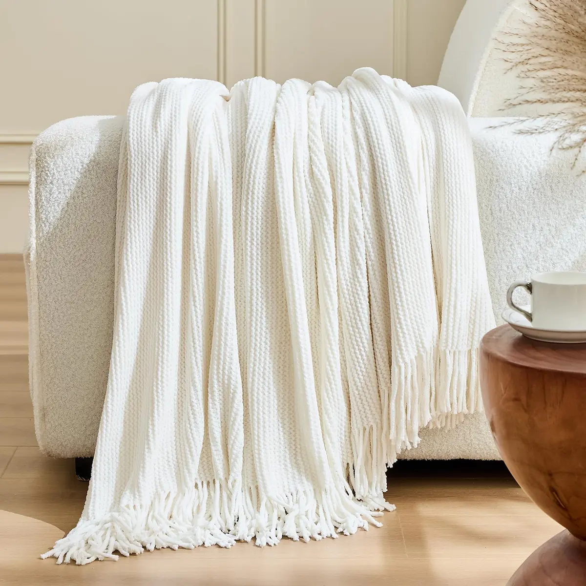 inhand Knitted Throw Blanket 50"x60" | Soft Chenille Woven Boho Decor - view 3