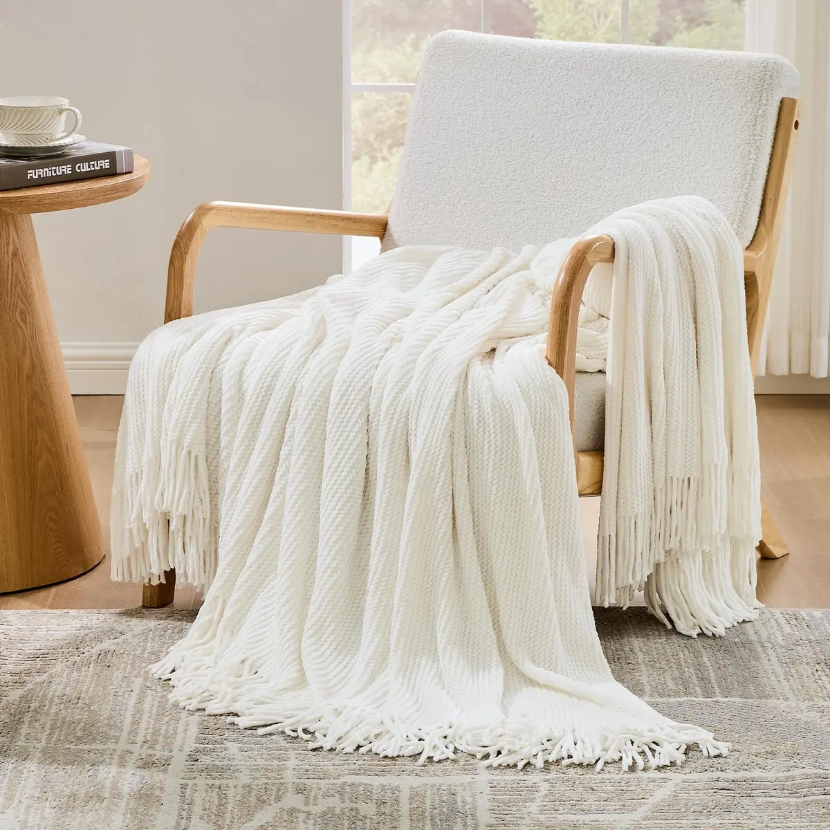 inhand Knitted Throw Blanket 50"x60" | Soft Chenille Woven Boho Decor - view 4