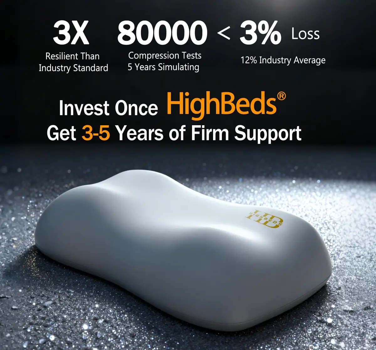 HighBeds Cervical Neck Pillow for Neck Pain Relief, Ergonomic Memory Foam Side Sleeper Pillow 38cm x 64cm (15" x 25") | BASF Support - view 5